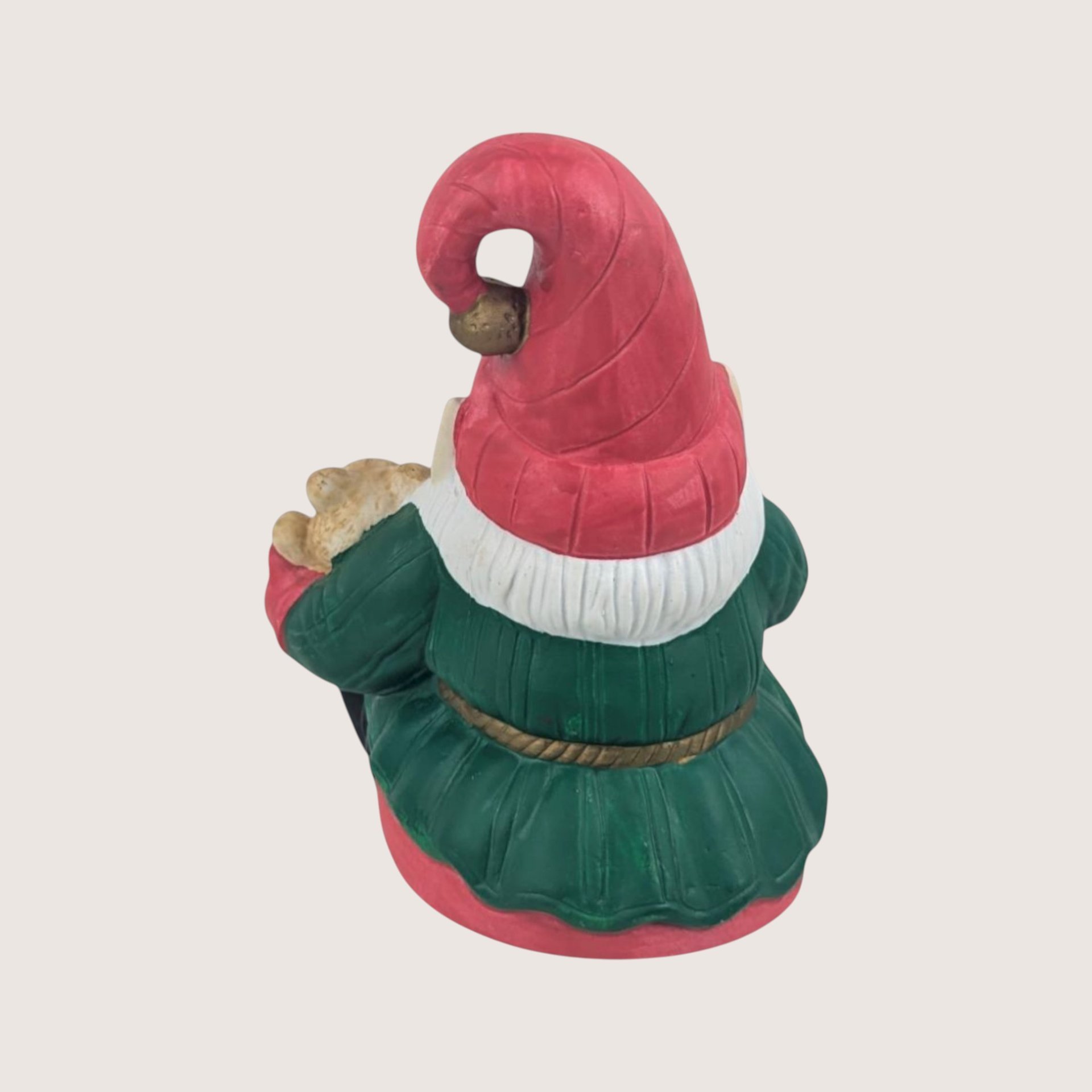 1970s Vintage Ceramic Santa Elf Music Box
