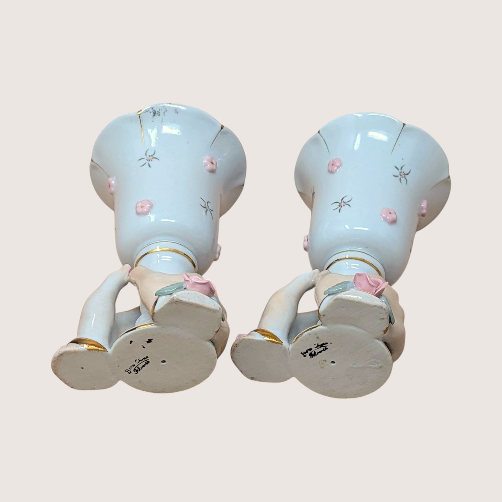 Vintage Ceramic Hands Holding Cup Candle Holder Pair
