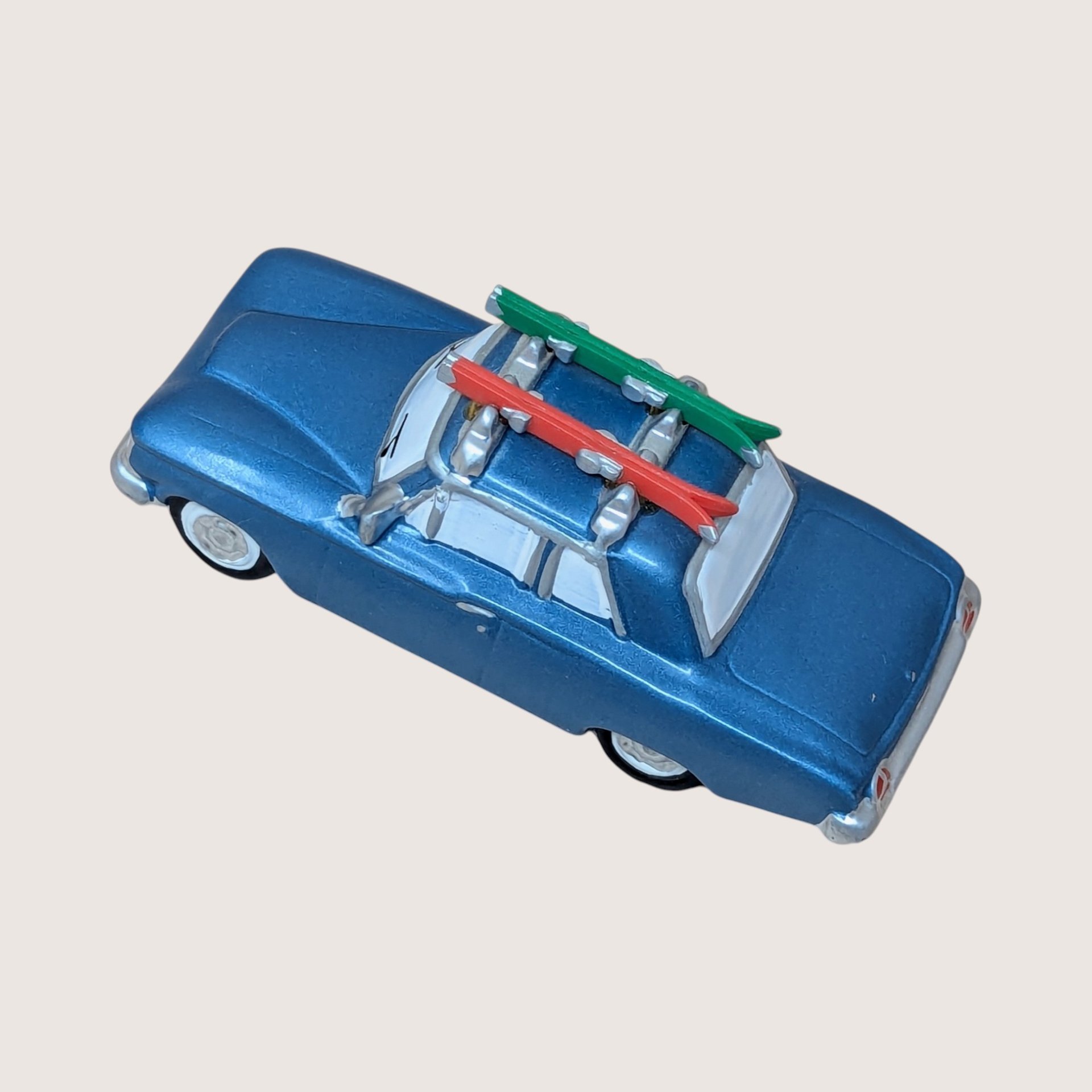 1996 Dept 56 Heading for the Hills Snow Village Blue Car Figurine