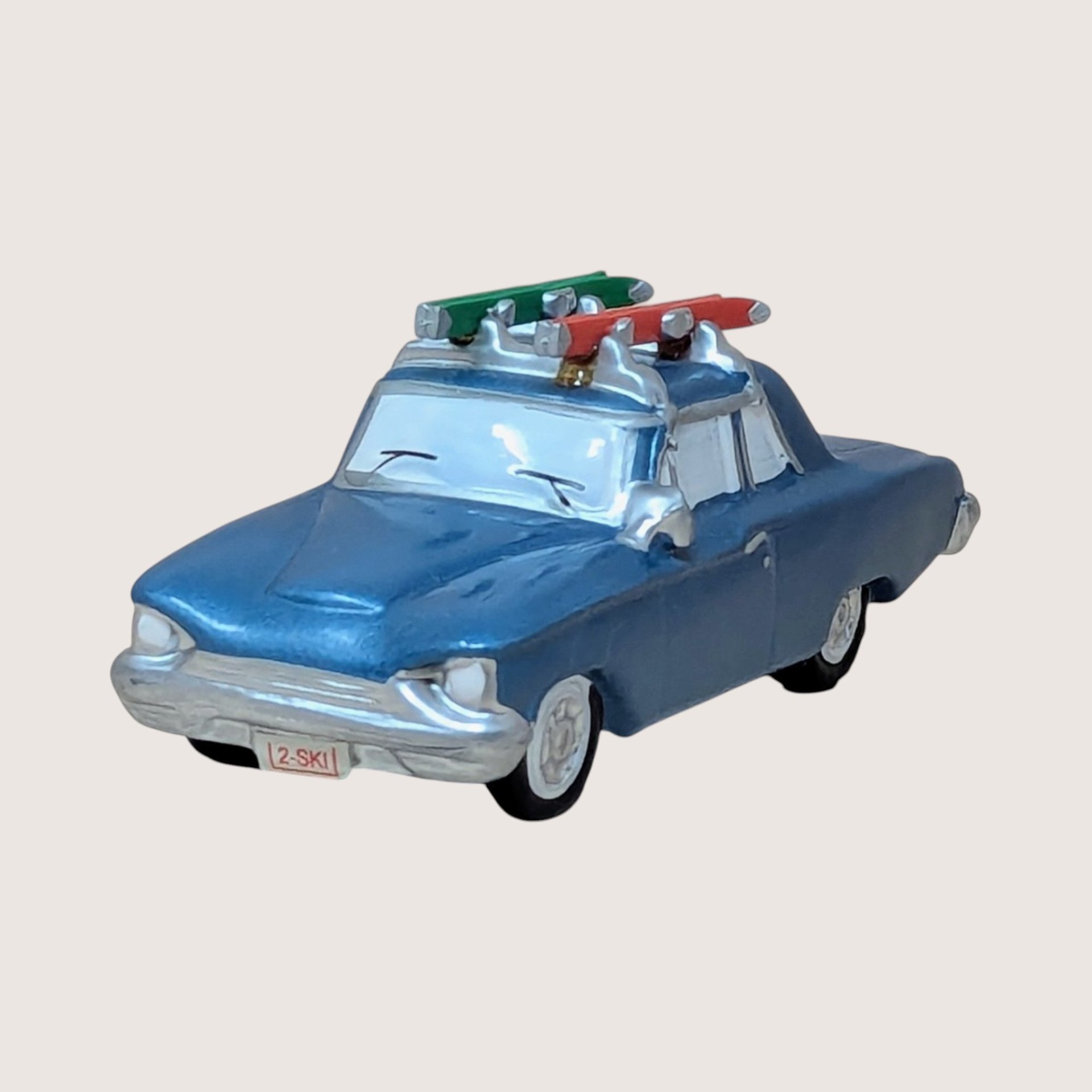 1996 Dept 56 Heading for the Hills Snow Village Blue Car Figurine