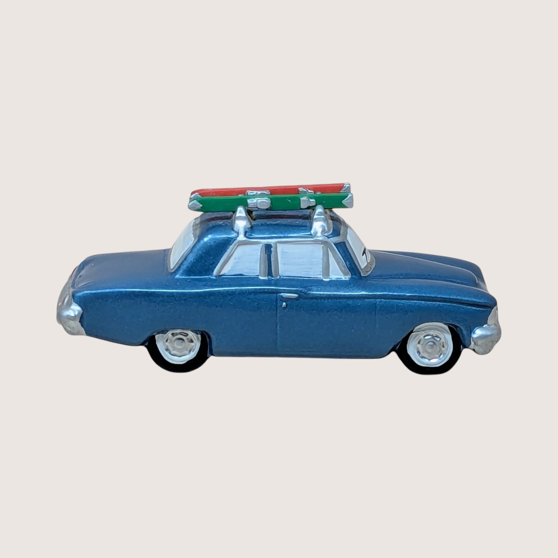 1996 Dept 56 Heading for the Hills Snow Village Blue Car Figurine