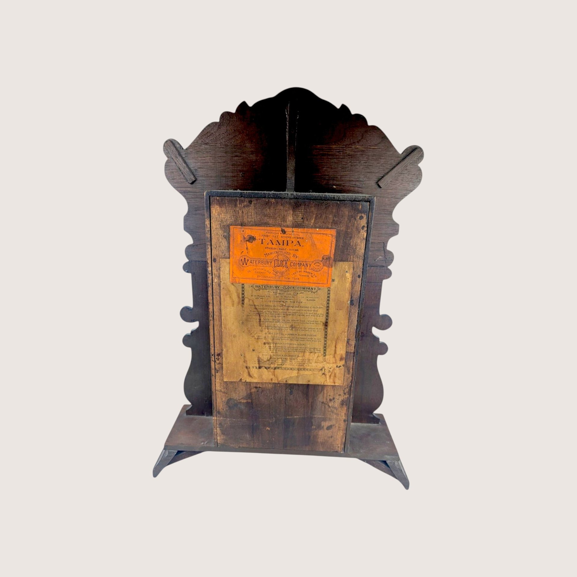 Antique Waterbury Tampa Gingerbread Clock Non Working Carved Wood Clock