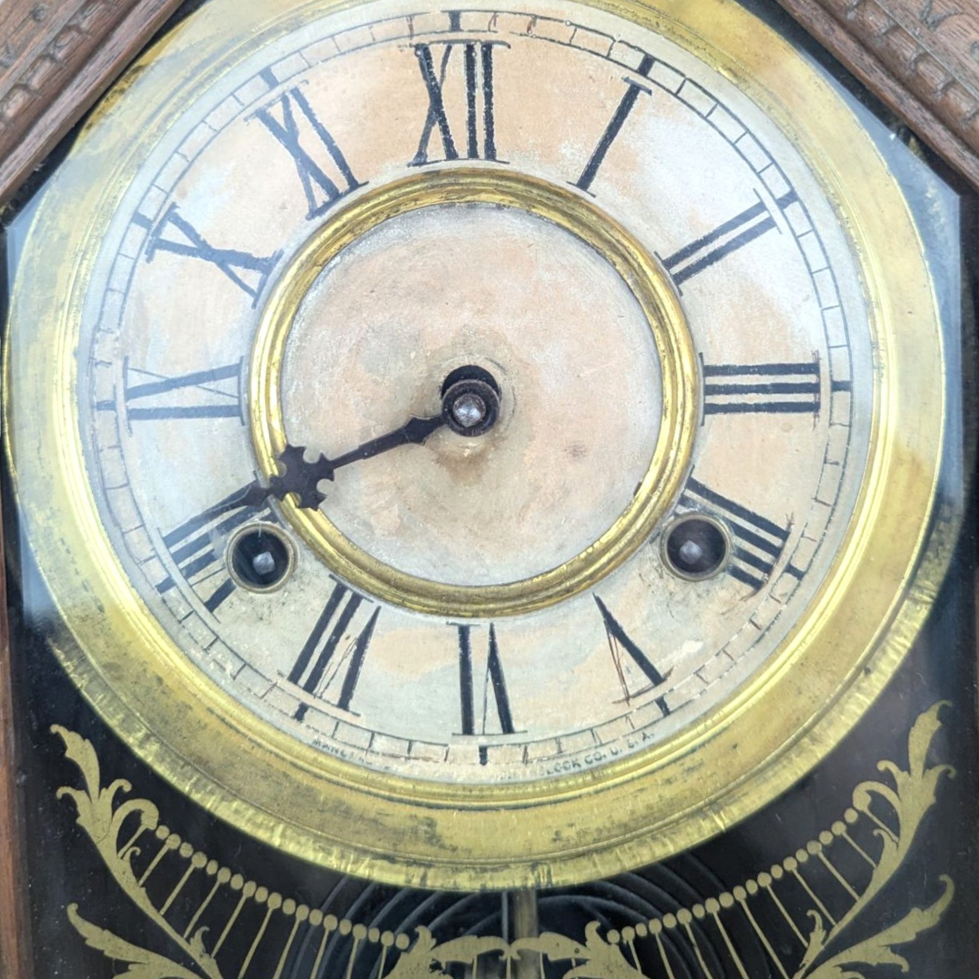 Antique Waterbury Tampa Gingerbread Clock Non Working Carved Wood Clock