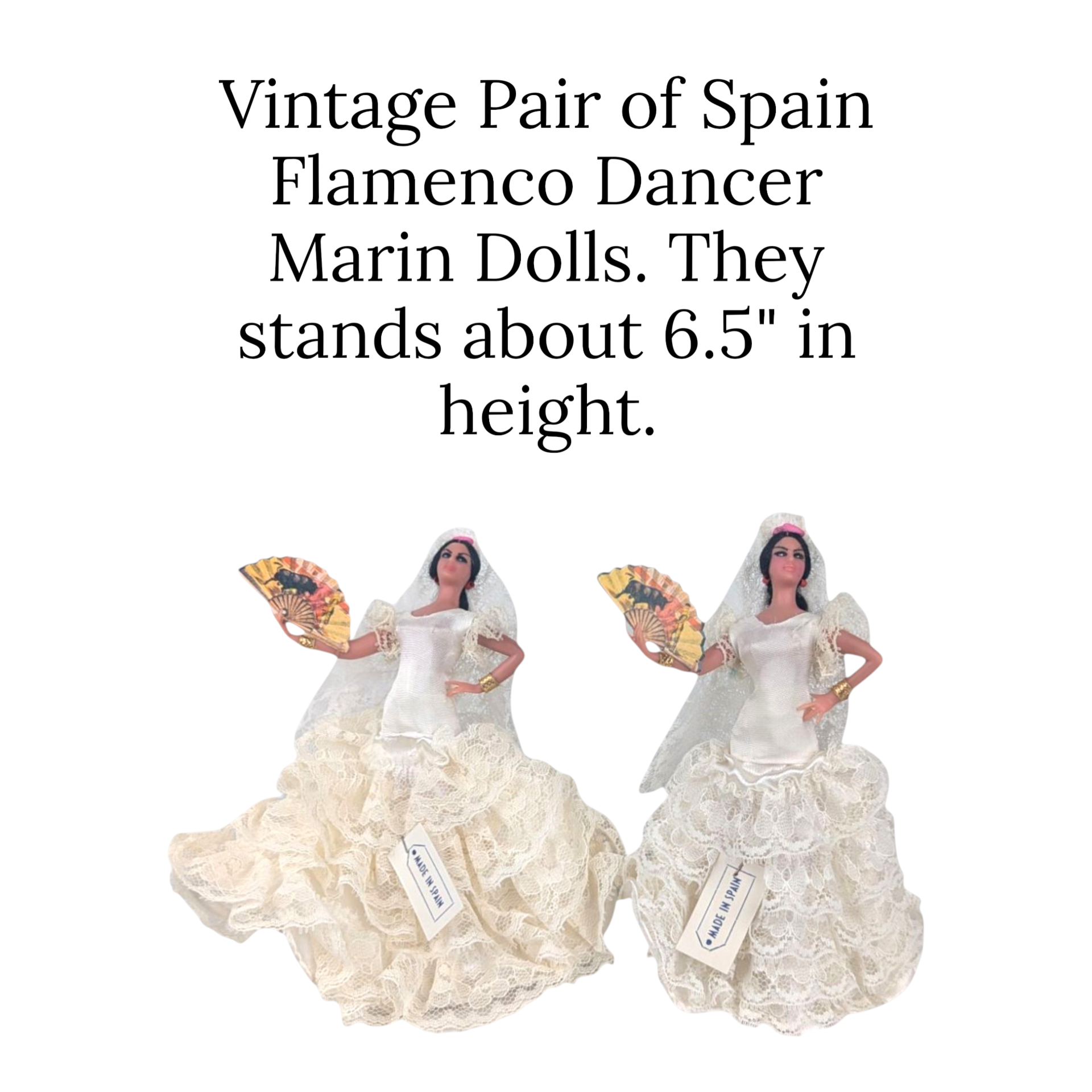 Vintage Pair of 6.5" Marin Chiclana Spain Flamenco Dolls