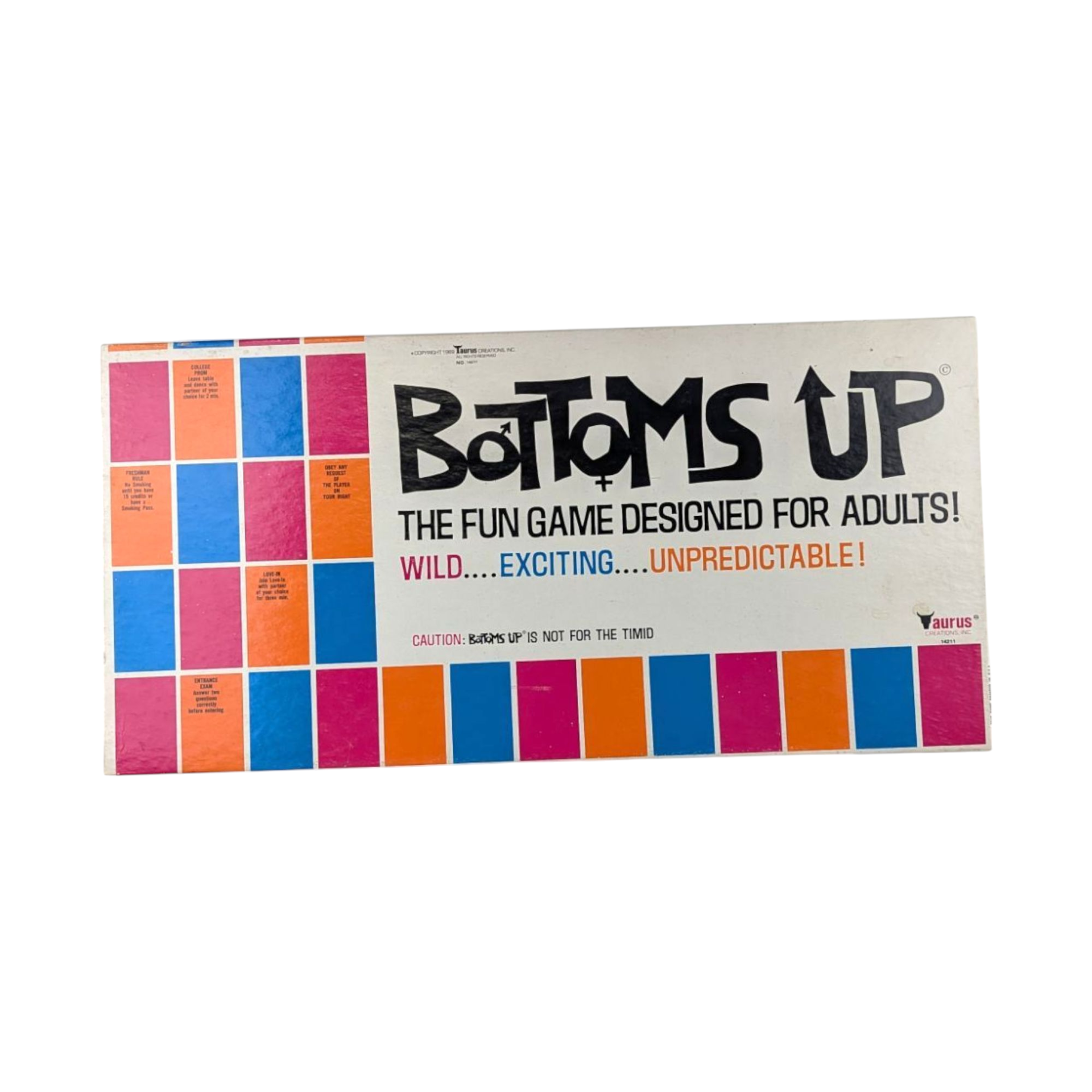 Vintage 1969 Bottoms Up Board Game, 60s Adult Party Game by Taurus, Incomplete Collector Game for Man Cave or Gag Gift