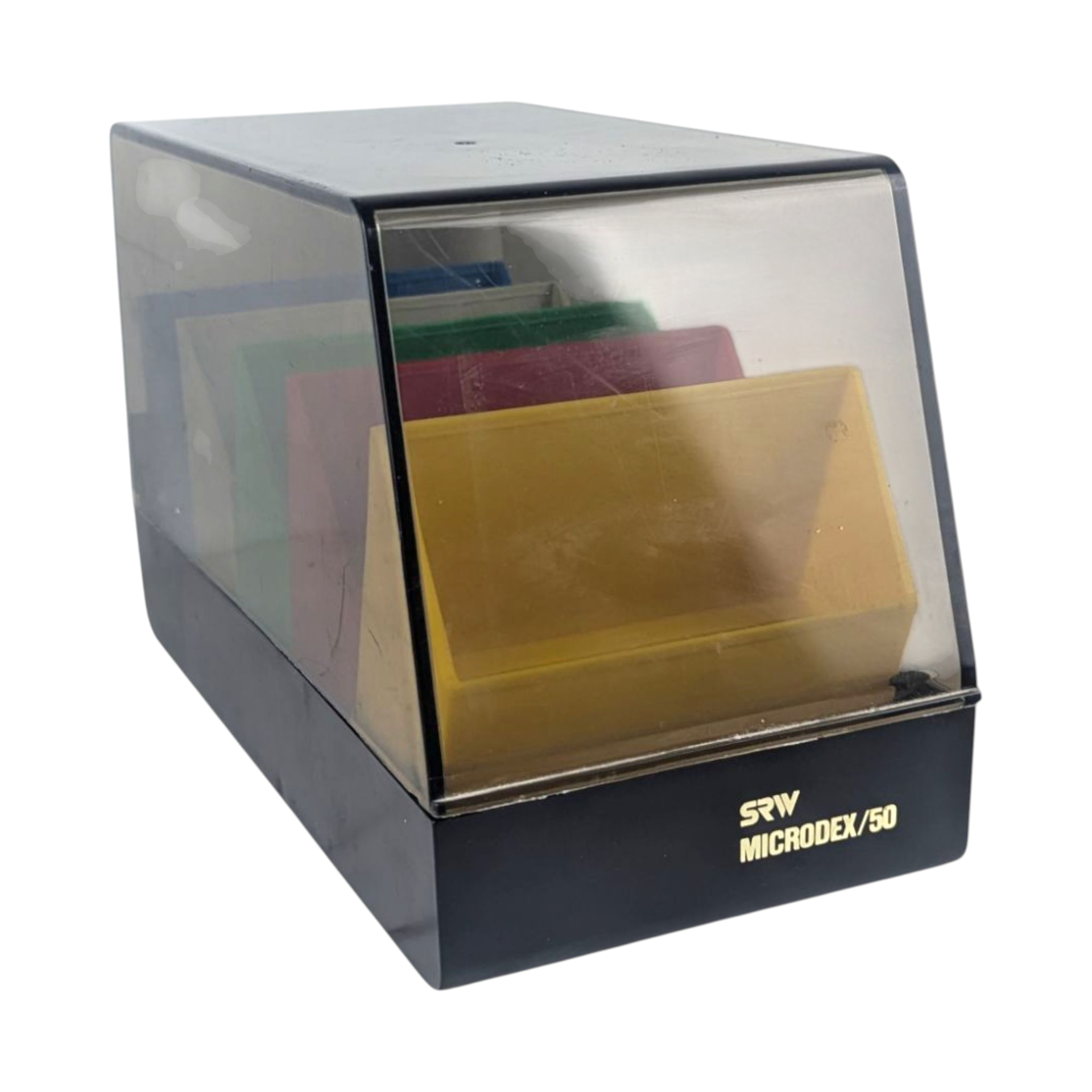 Vintage 1980s Floppy Disk Holder, SRW Microdex 50 Storage Box, 80s Computer Decor, Desk Organizer