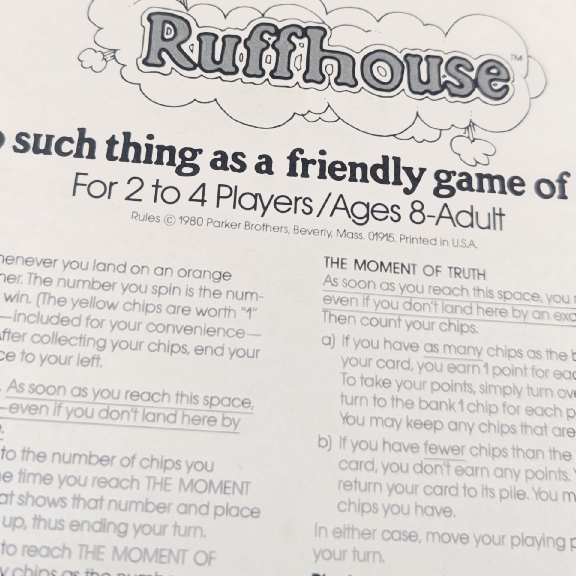 1980 Parker Brothers Ruffhouse Board Game