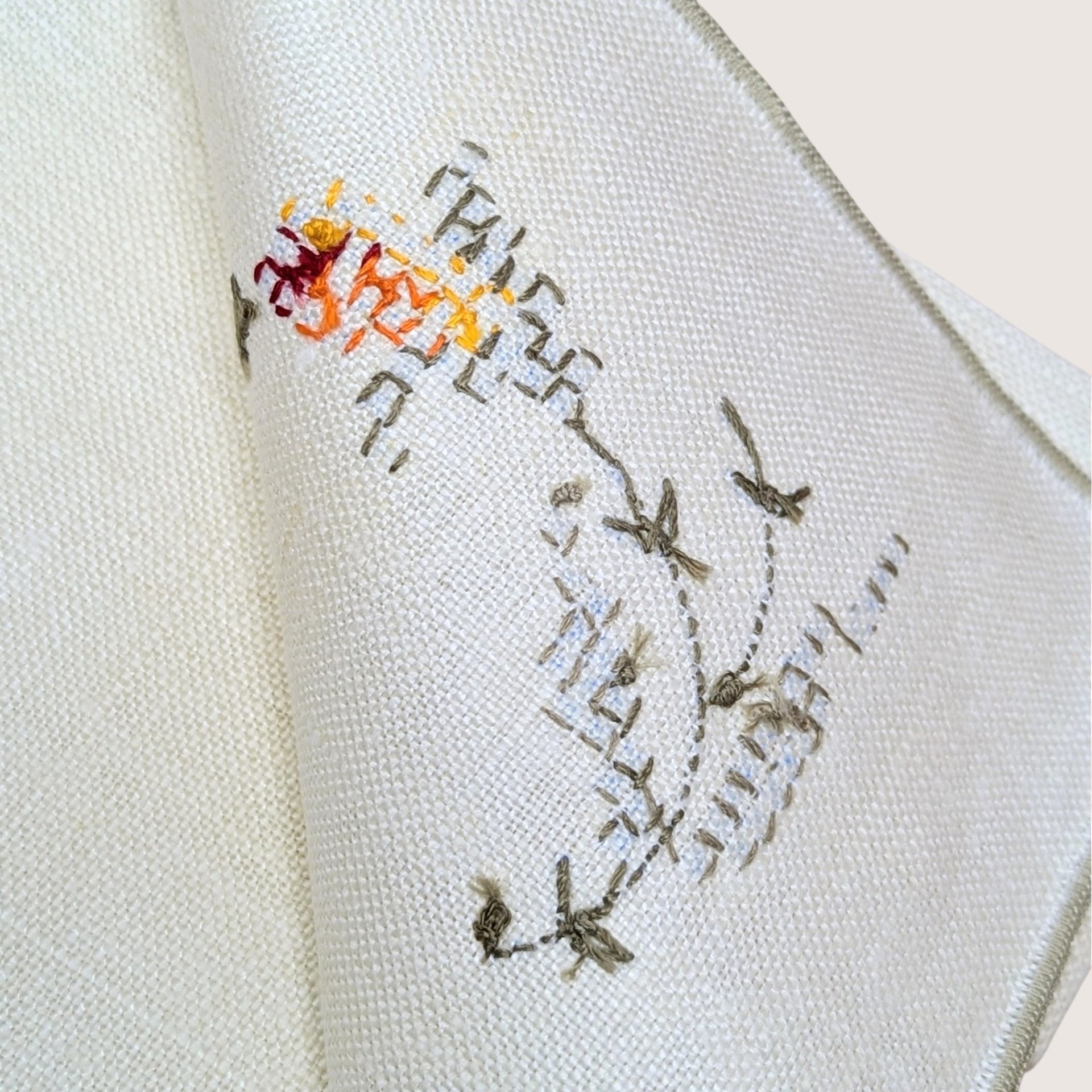 Vintage Bucilla 8 Piece Floral Cross Stitch Table Linen Set