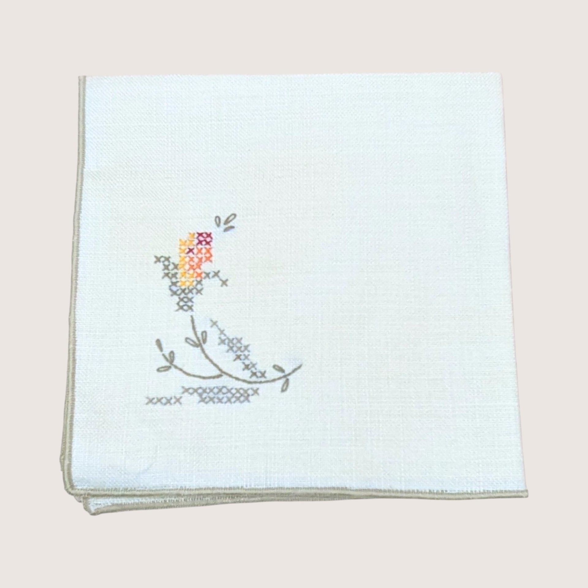 Vintage Bucilla 8 Piece Floral Cross Stitch Table Linen Set