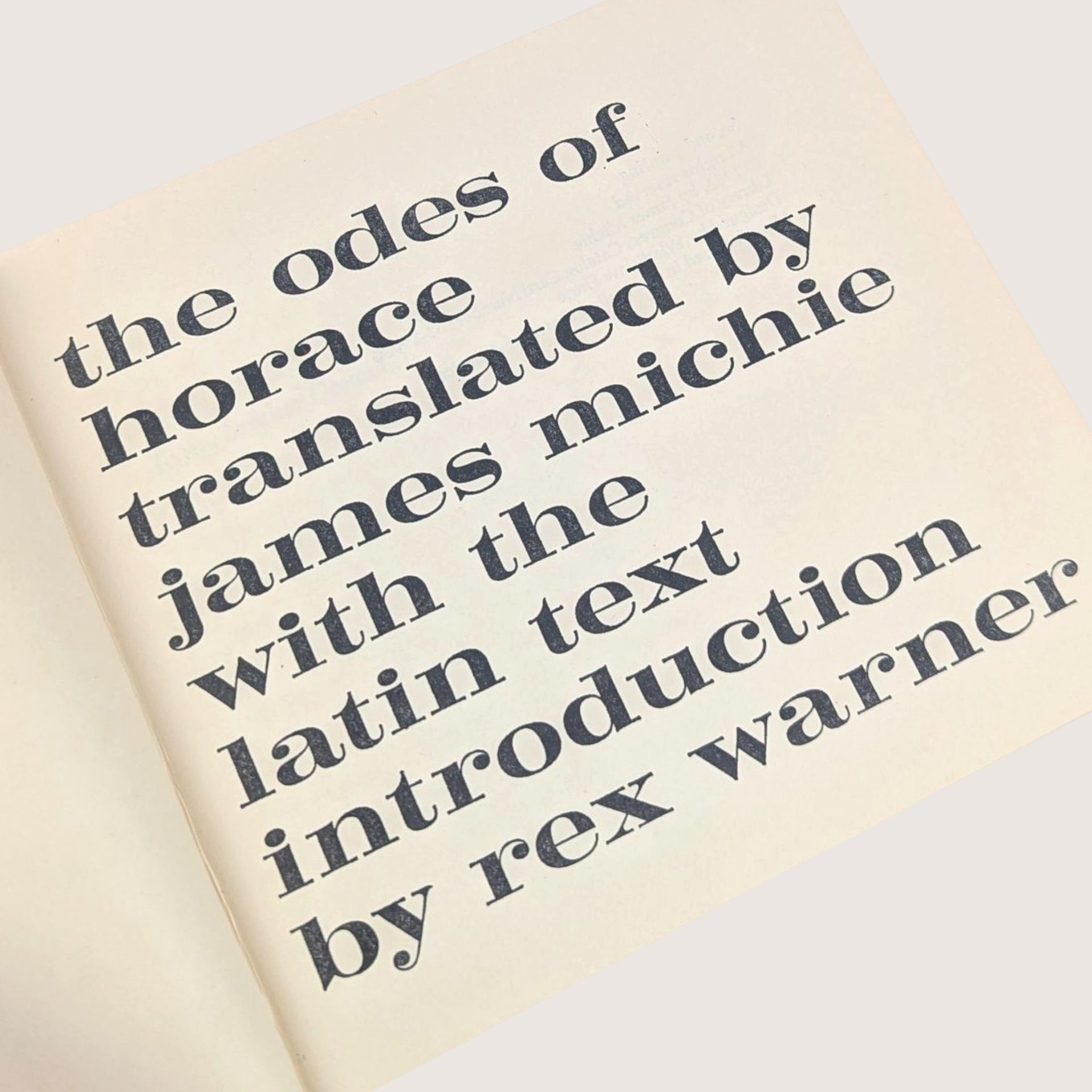 1963 The Odes of Horace Latin Text Bilingual Hardcover Book