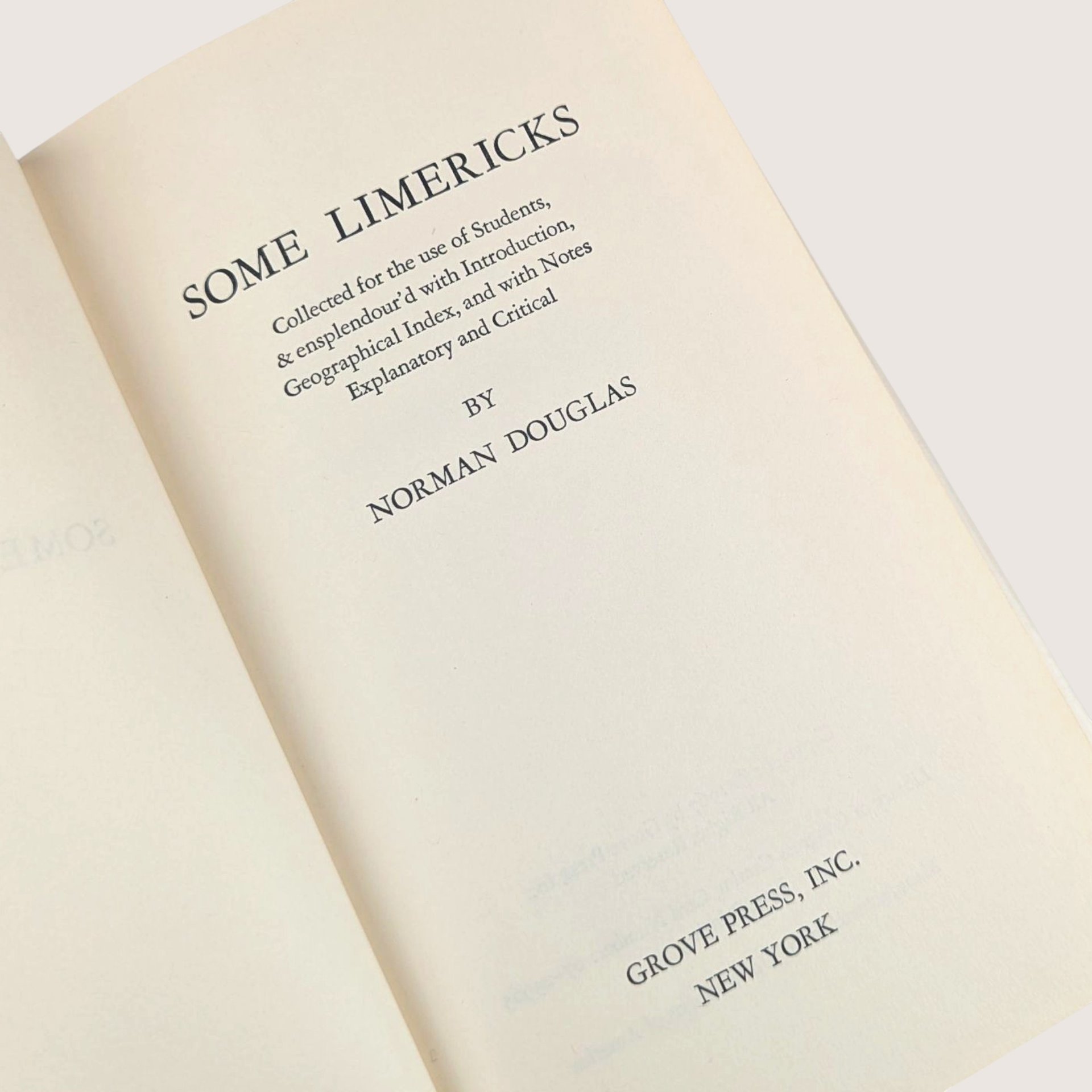 1967 Some Limericks by Norman Douglas Grove Press Hardcover Book