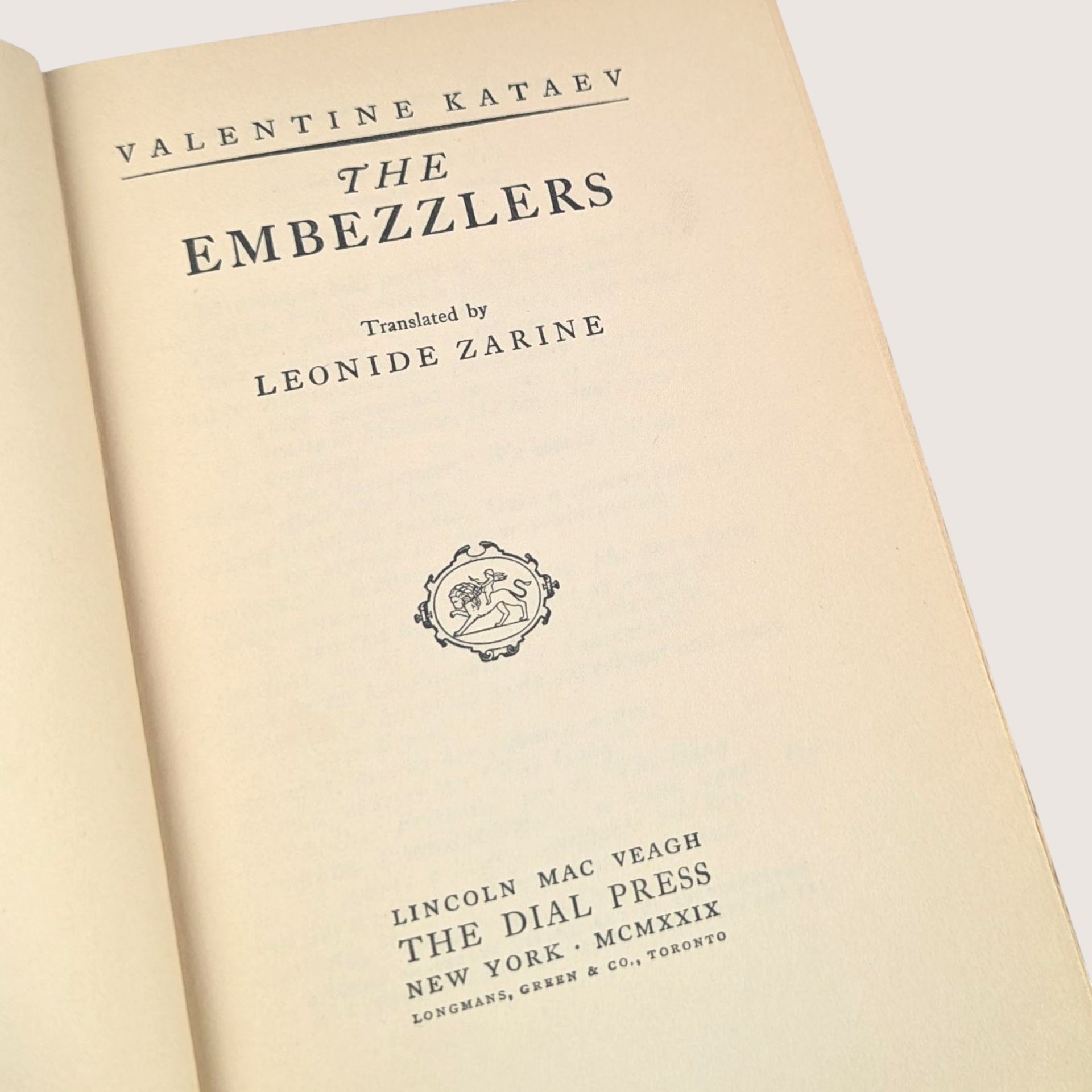 1929 The Embezzlers Valentine Kataev First American Printing Hardcover Book