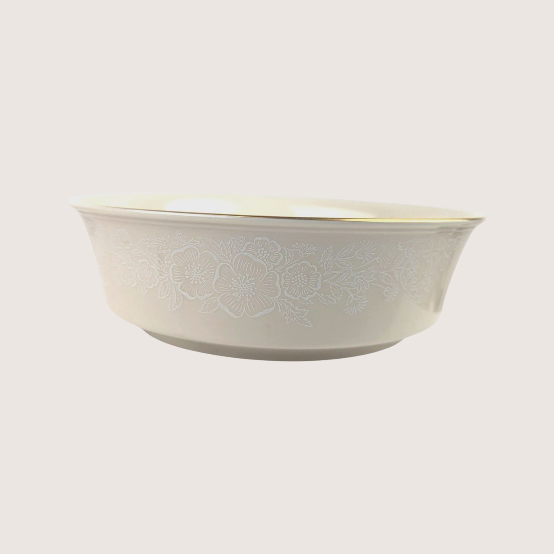 1980s Lenox Porcelain Floral Traditional Serving Bowl