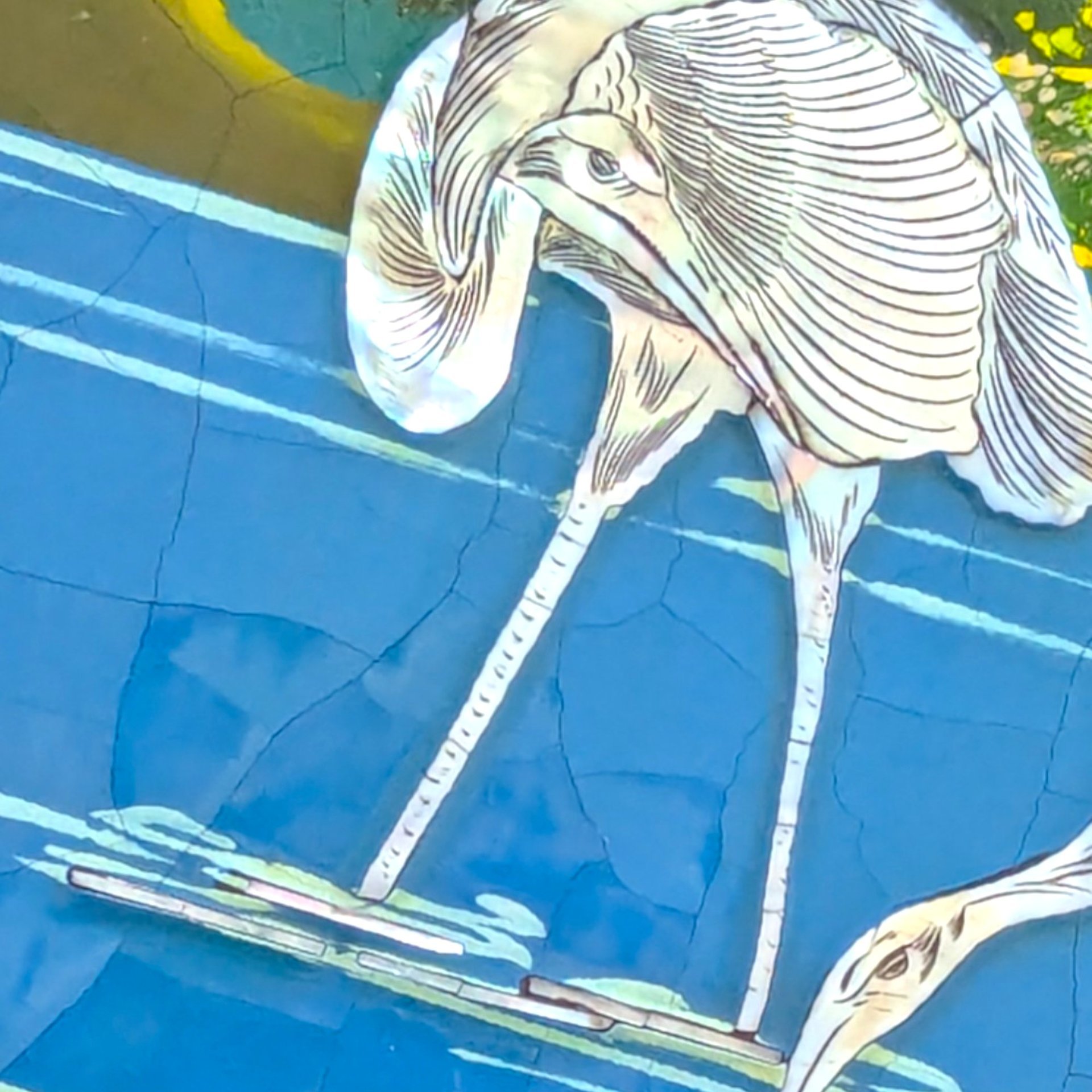 Vintage Asian Lacquer Mother of Pearl Inlay Crane Bird Wall Panel