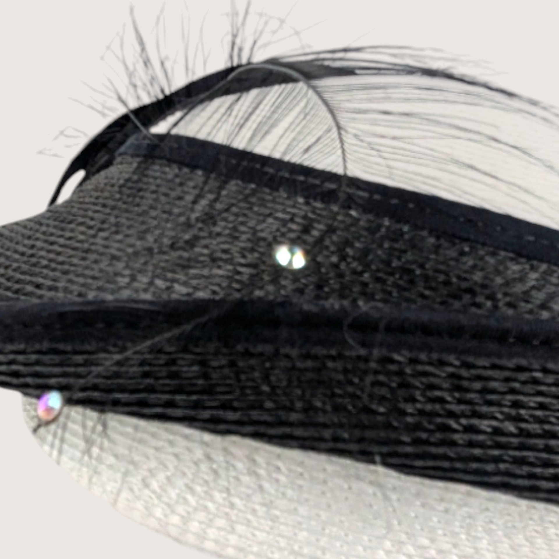 Vintage Jody G for Sylvia Black and White Straw Cocktail Brim Hat