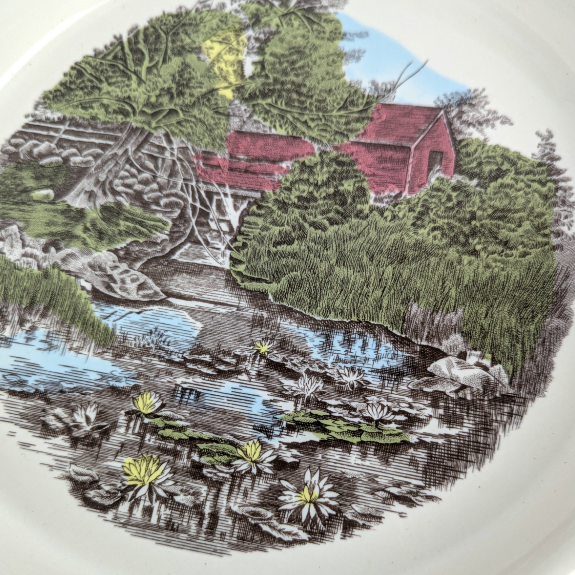 Vintage Johnson Brothers Friendly Village Covered Bridge Pie Plate