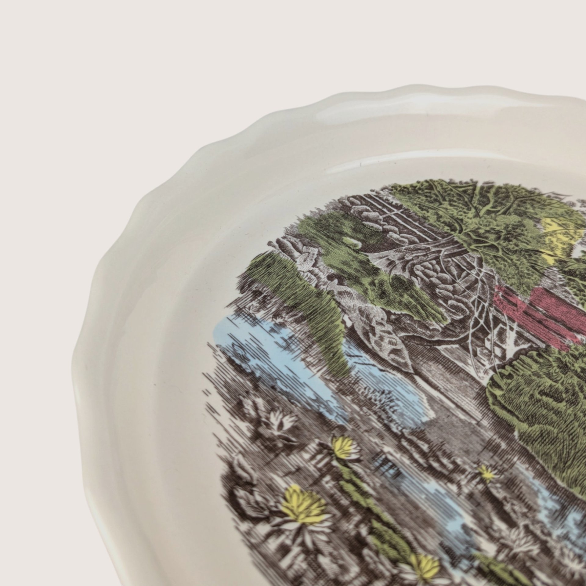 Vintage Johnson Brothers Friendly Village Covered Bridge Pie Plate