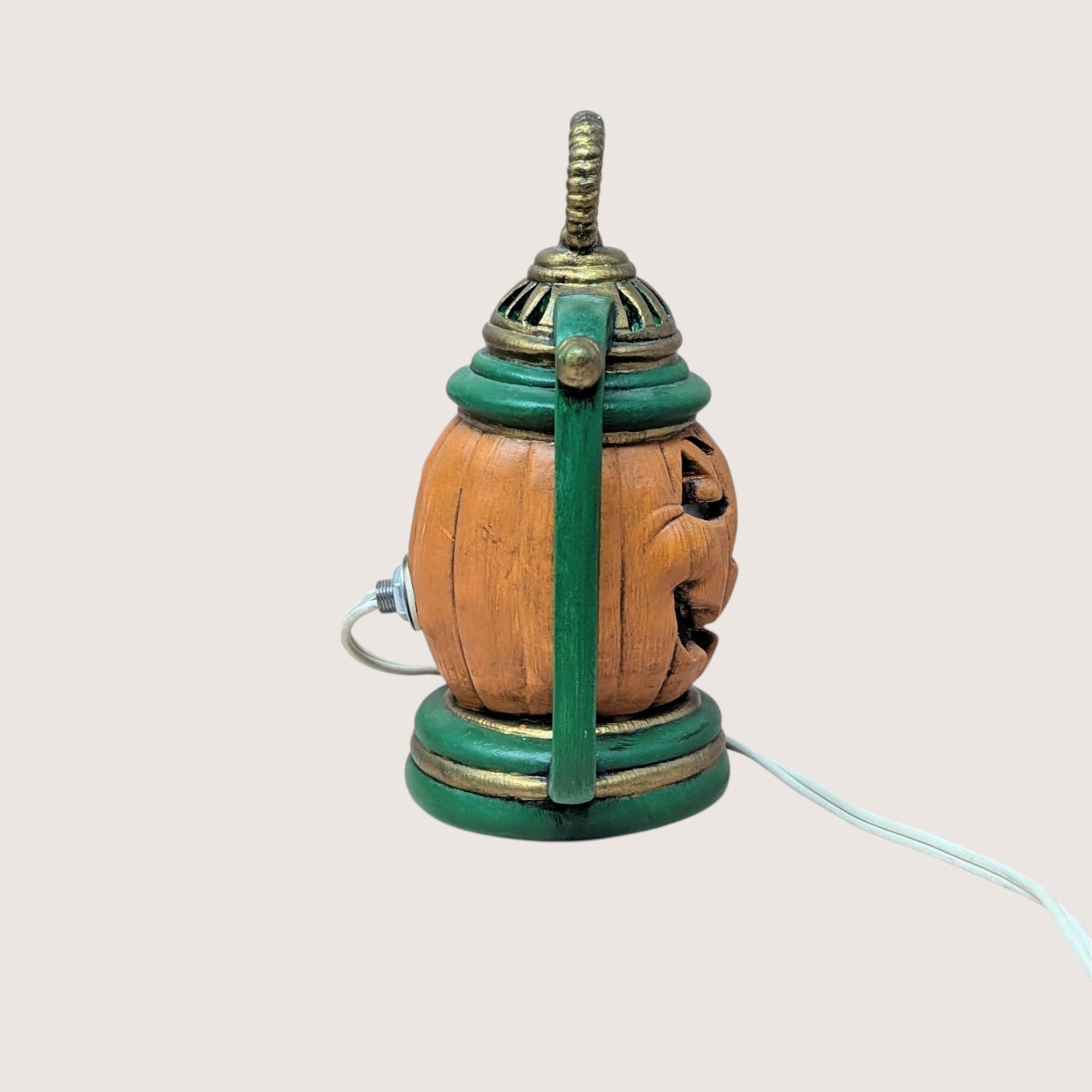 Vintage Ceramic Jack-O-Lantern Pumpkin Lantern Light