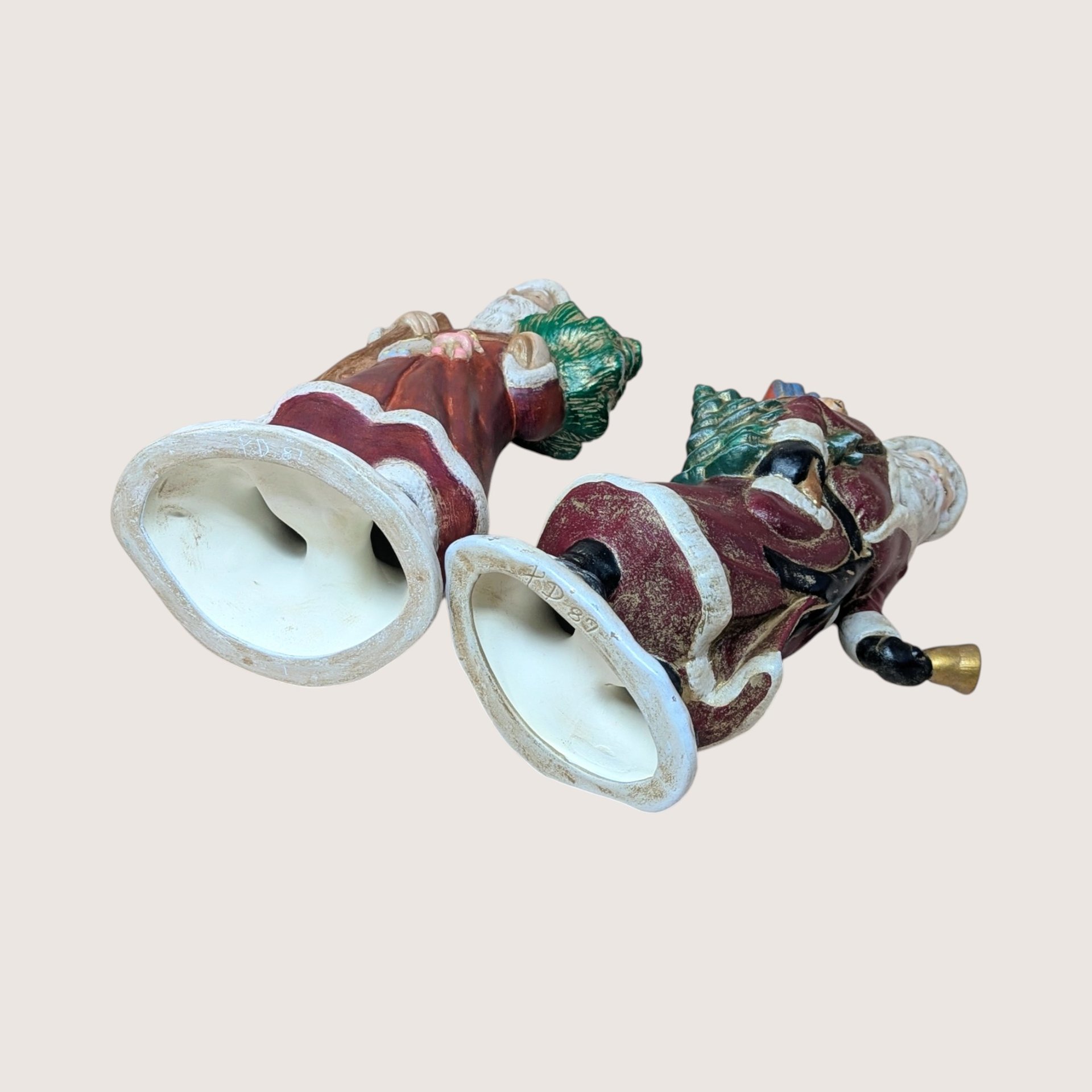 Vintage Pair Hand Painted Old World Santa Figures