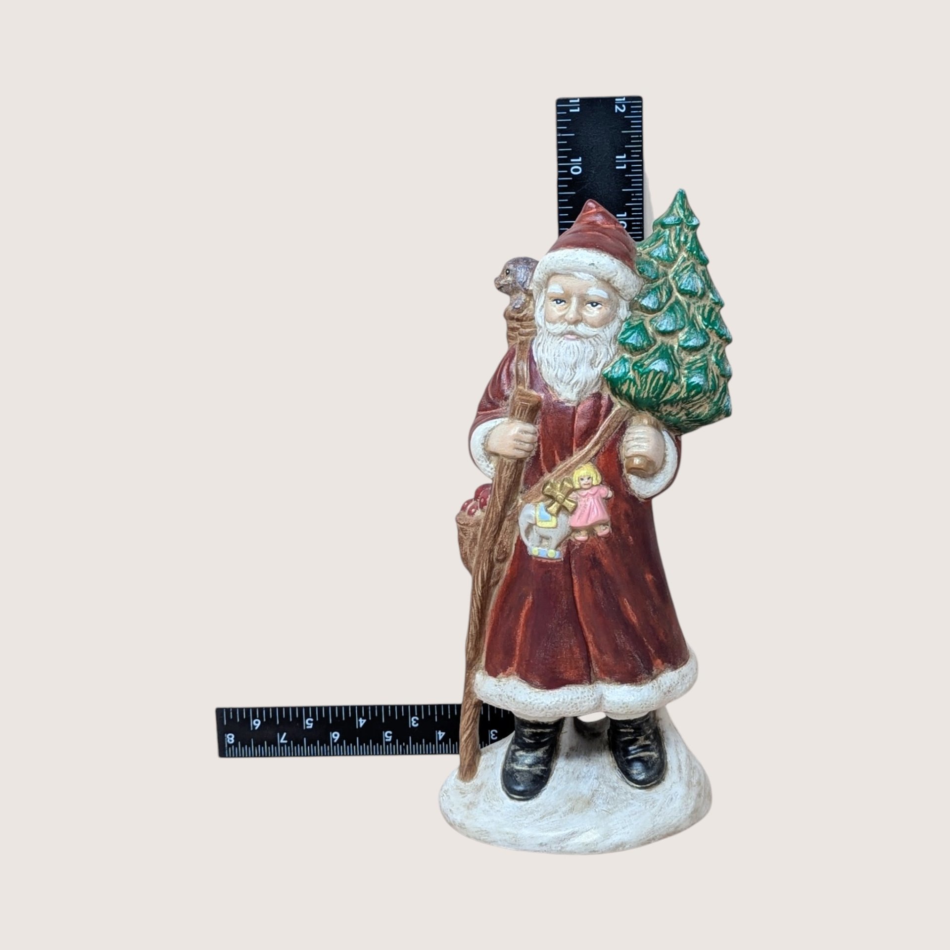 Vintage Hand Painted Old World Santa Figurine Pair
