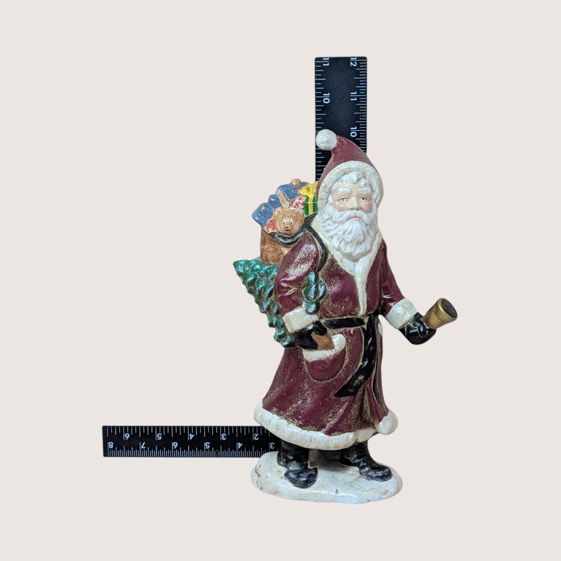 Vintage Hand Painted Old World Santa Figurine Pair