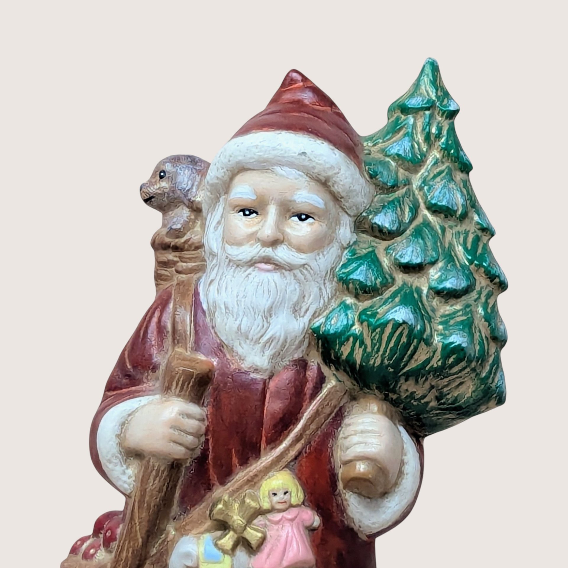 Vintage Pair Hand Painted Old World Santa Figures