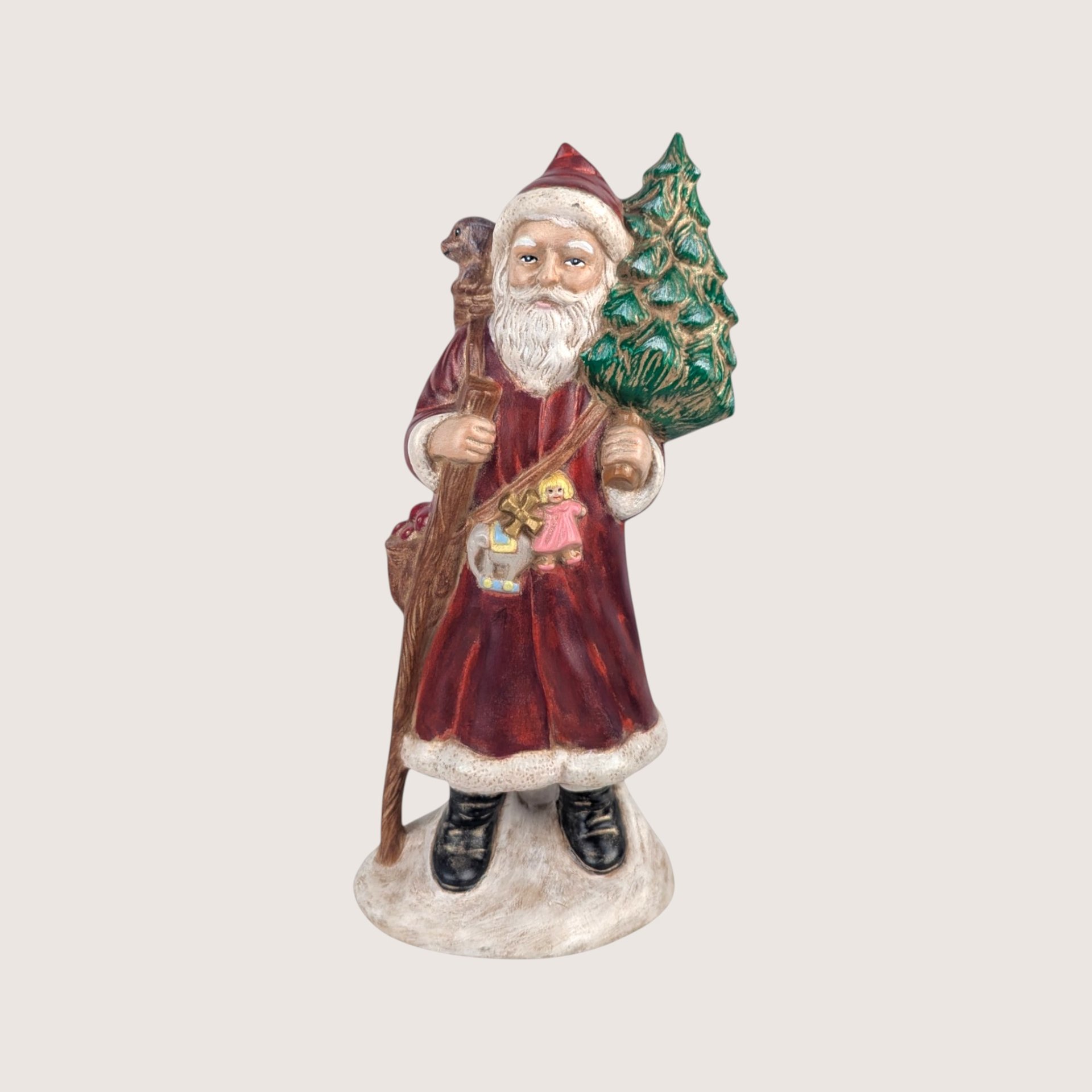 Vintage Hand Painted Old World Santa Figurine Pair