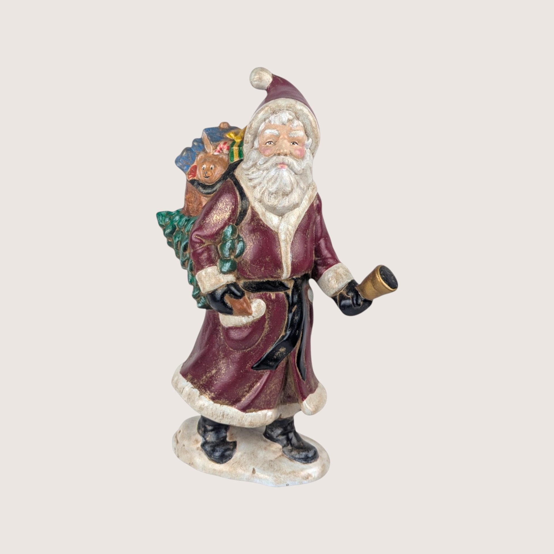 Vintage Hand Painted Old World Santa Figurine Pair