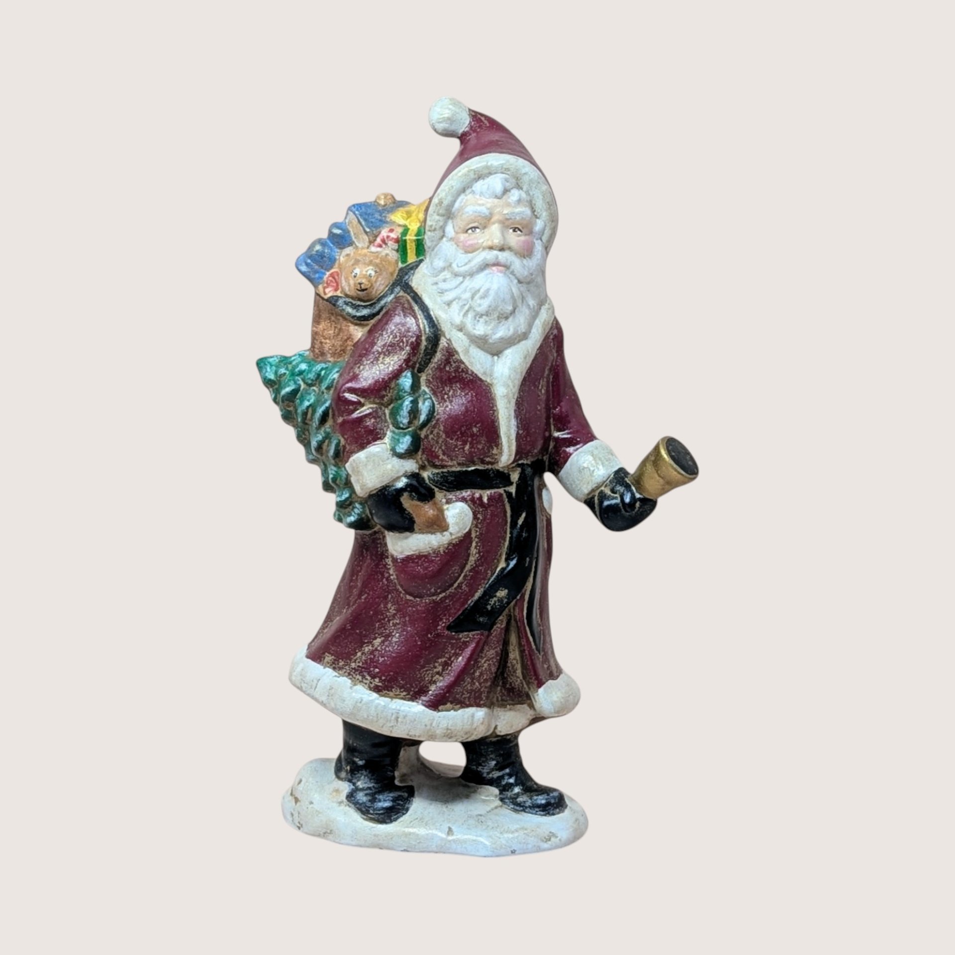 Vintage Pair Hand Painted Old World Santa Figures