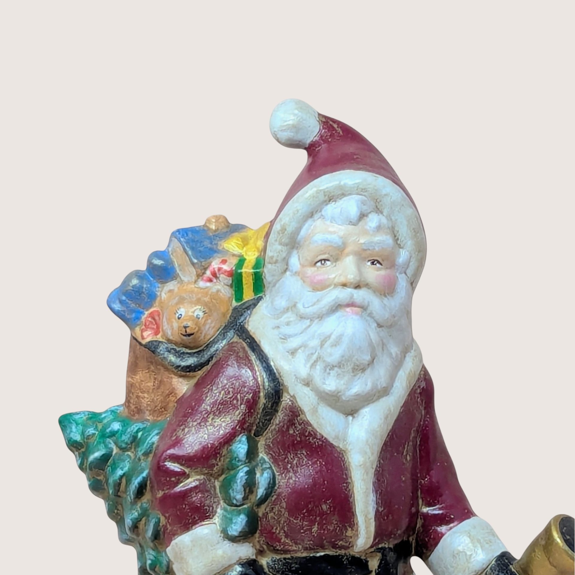Vintage Pair Hand Painted Old World Santa Figures