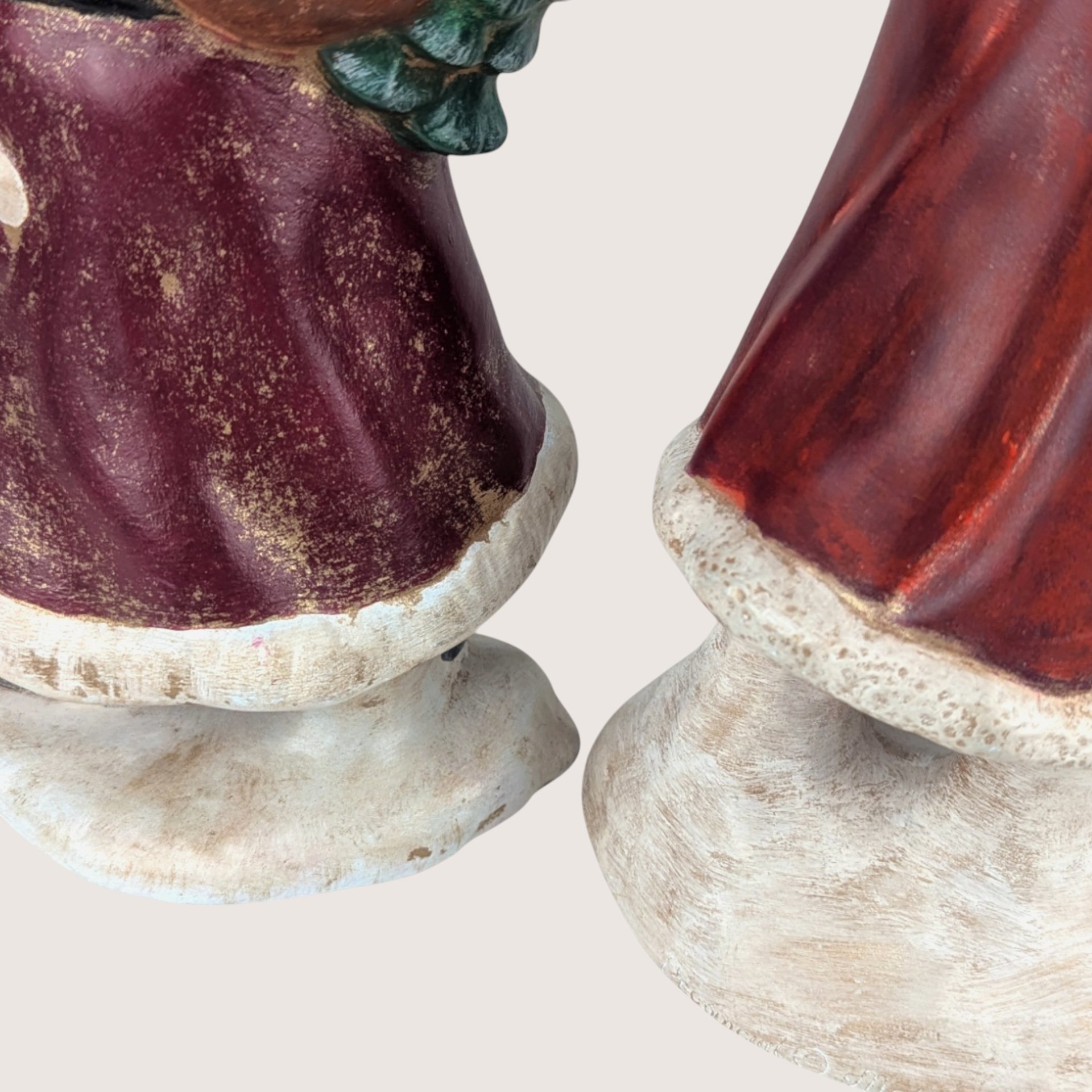 Vintage Hand Painted Old World Santa Figurine Pair
