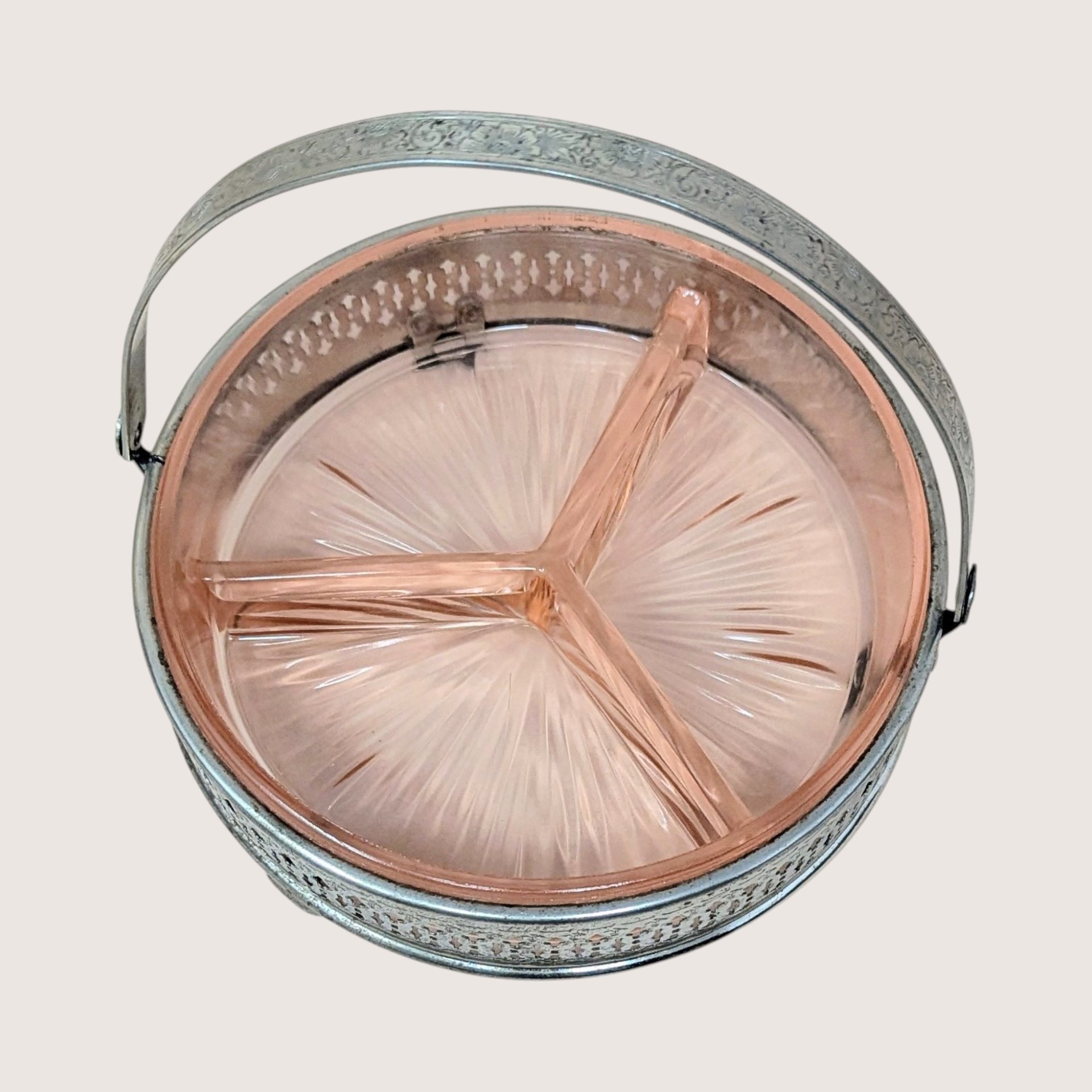 1930s Pink Depression Glass Covered Bowl
