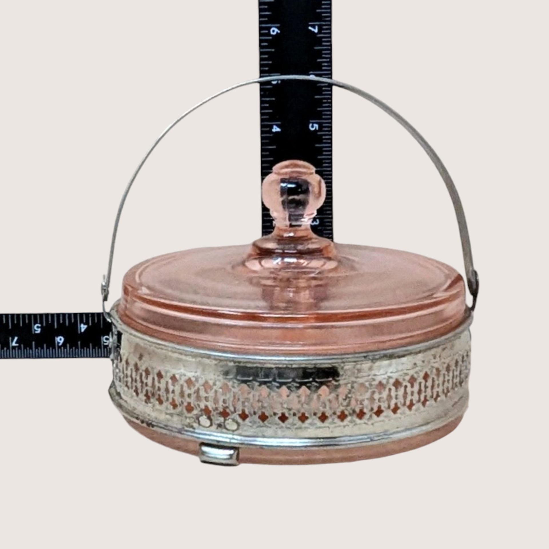 1930s Pink Depression Glass Covered Bowl