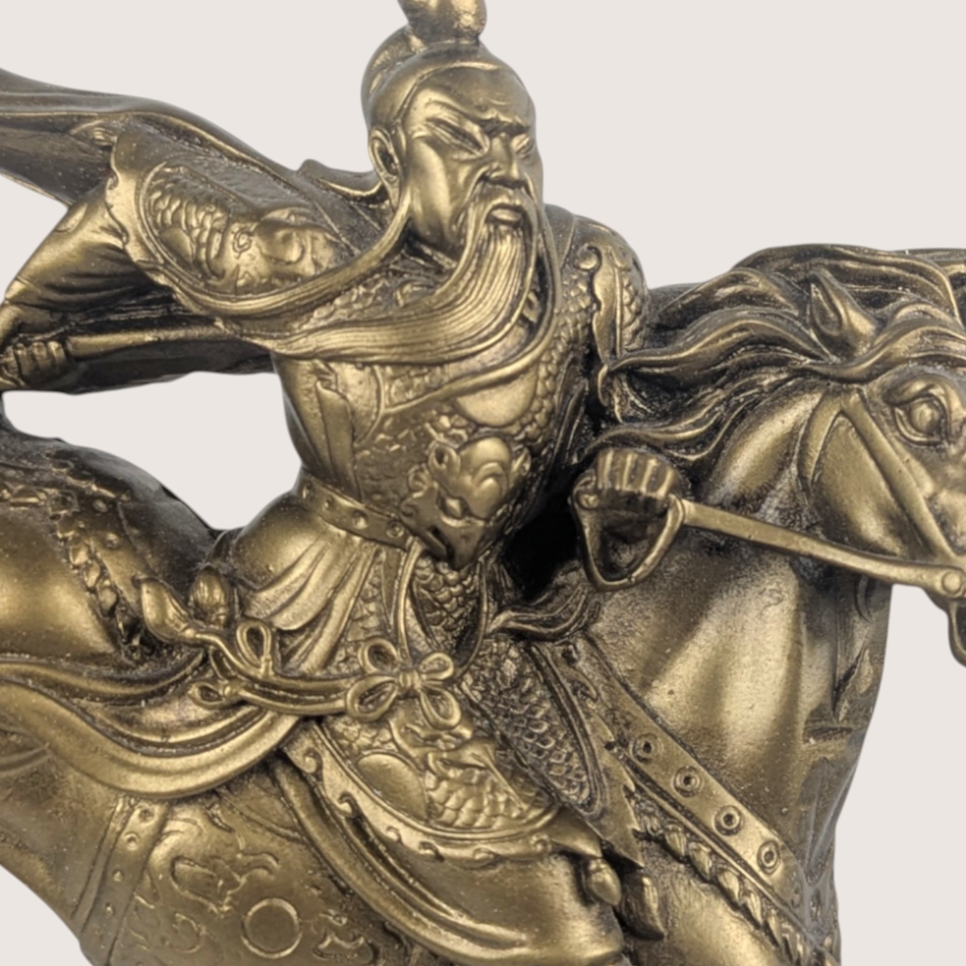 1980s Guan Yu Resin Warrior Statue