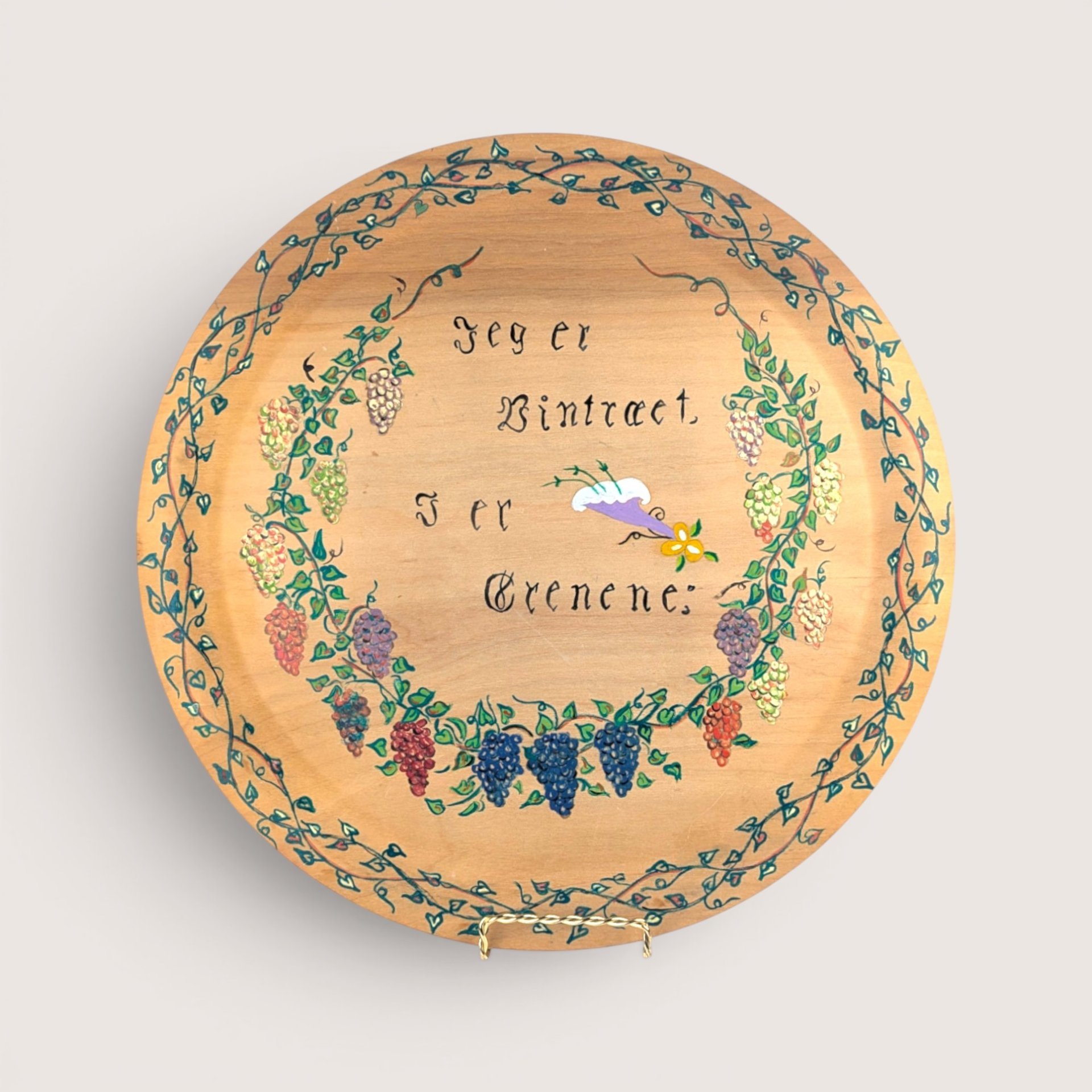1956 Norwegian Rosemaling Hand Painted Wooden Decorative Plate