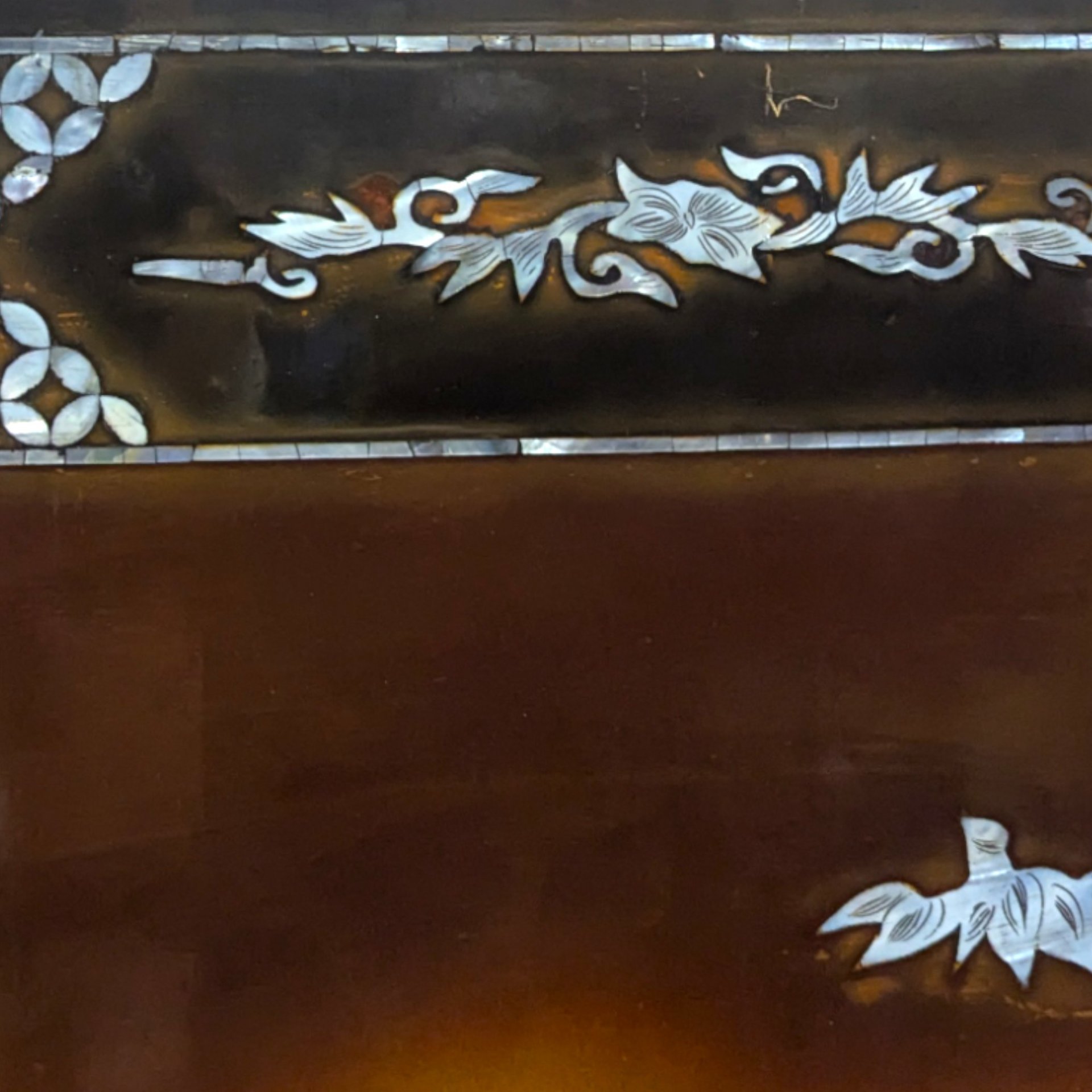 1960s Vietnamese Mother of Pearl Inlay Lacquer Wall Panel Paired Piece