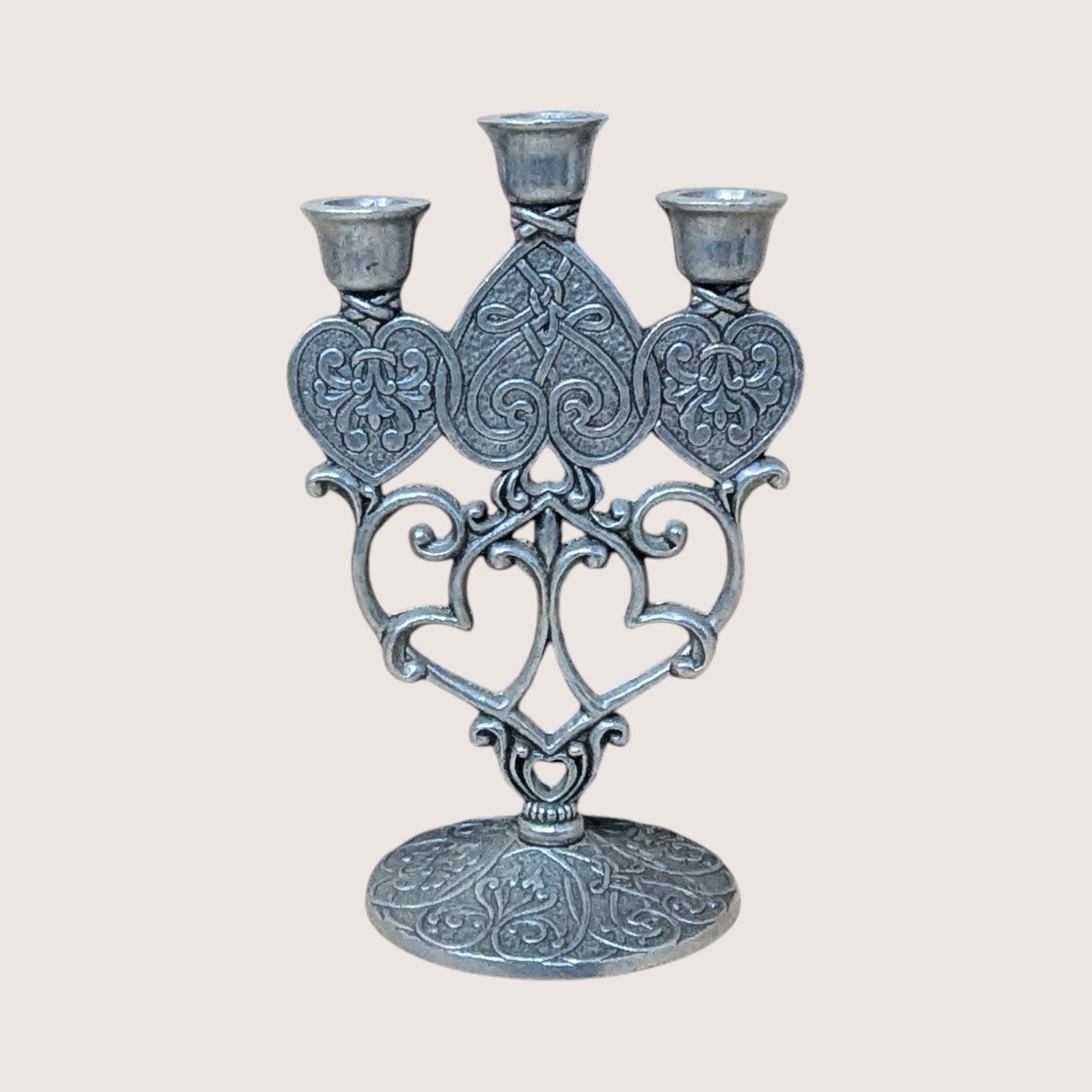 1990s Carlson Forevermore Pewter Candlestick and Goblet Set
