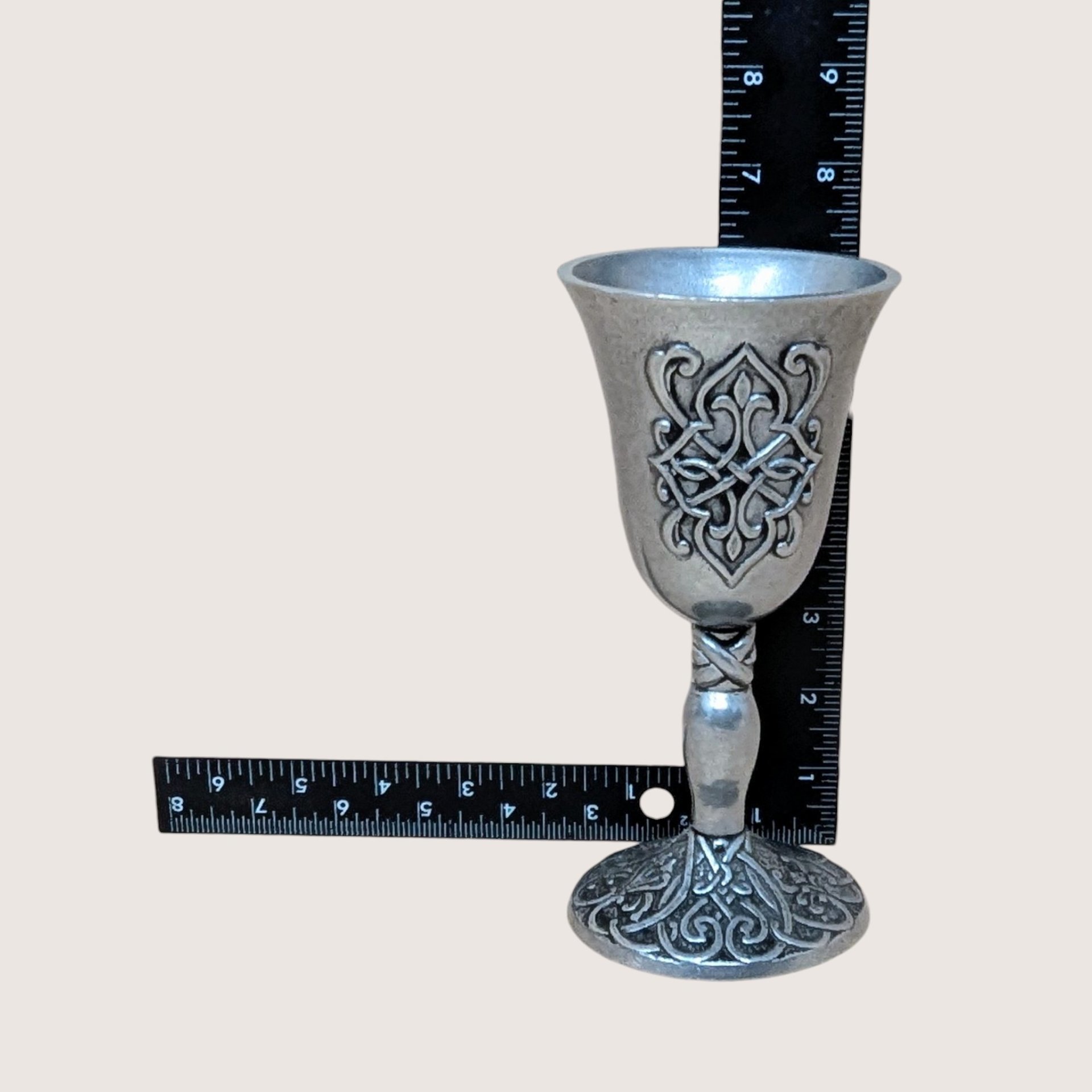 1990s Carlson Forevermore Pewter Candlestick and Goblet Set