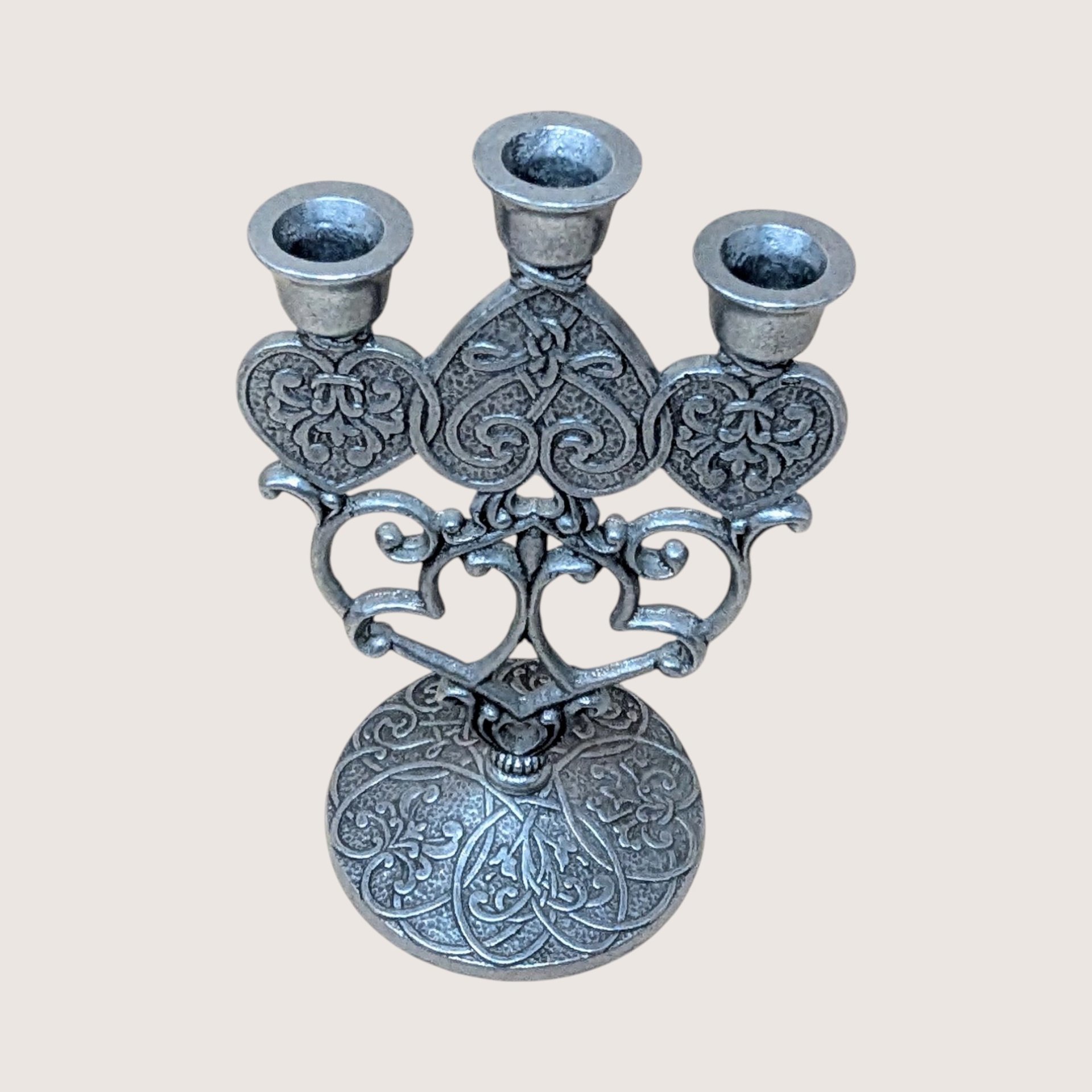 1990s Carlson Forevermore Pewter Candlestick and Goblet Set
