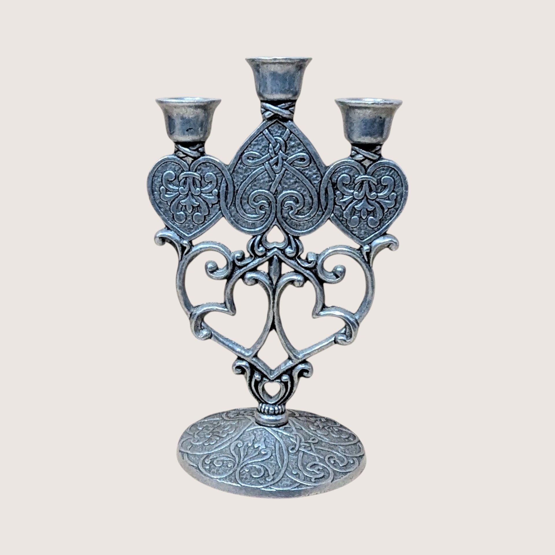 1990s Carlson Forevermore Pewter Candlestick and Goblet Set