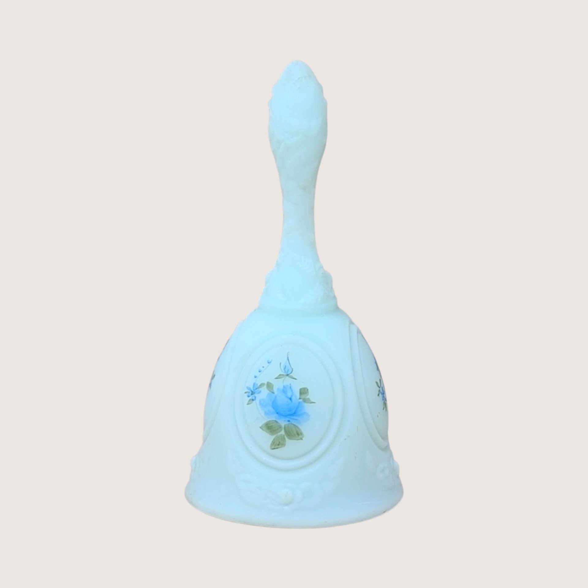 Vintage Fenton Hand Painted Blue Glass Bell