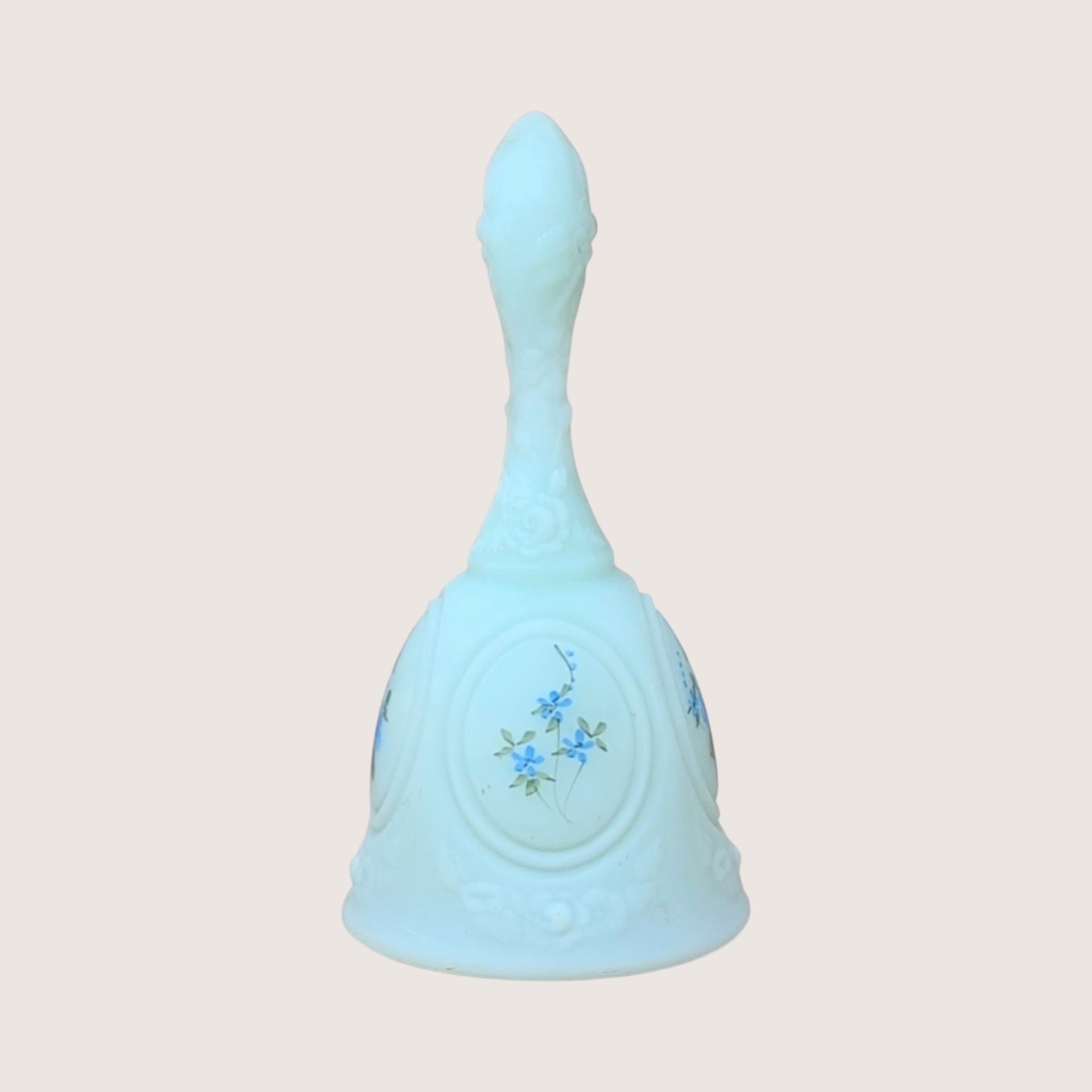 Vintage Fenton Hand Painted Blue Glass Bell