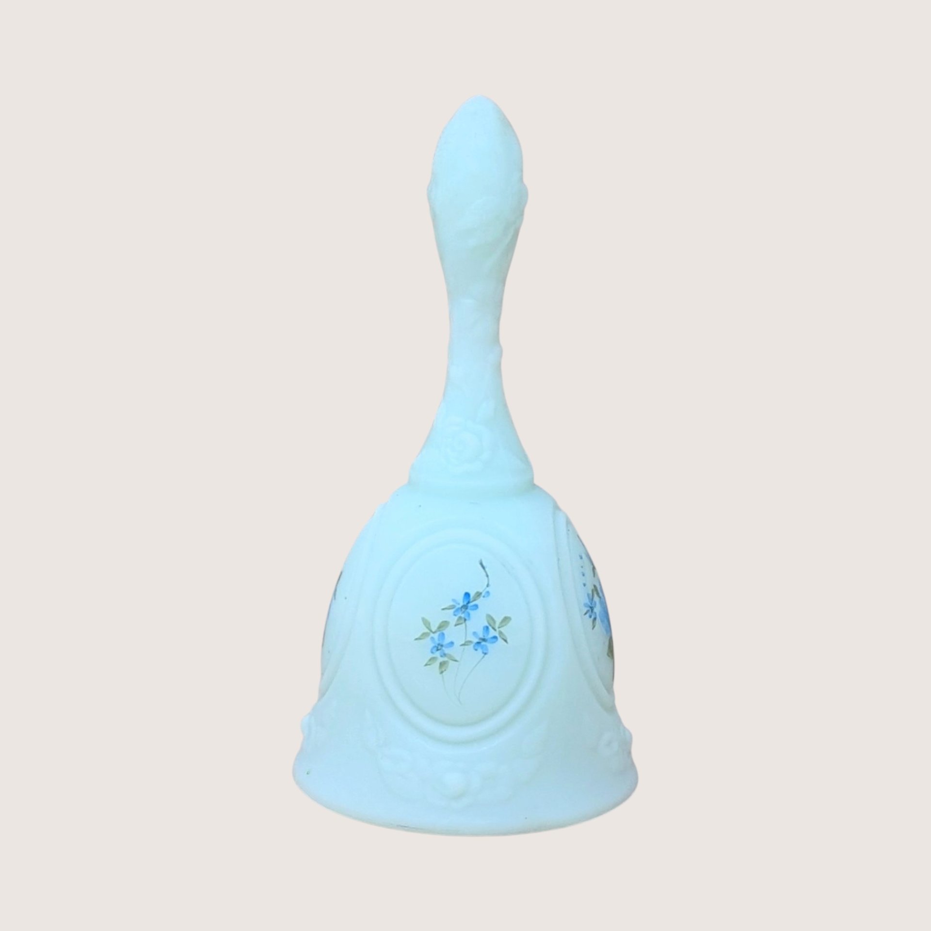 Vintage Fenton Hand Painted Blue Glass Bell