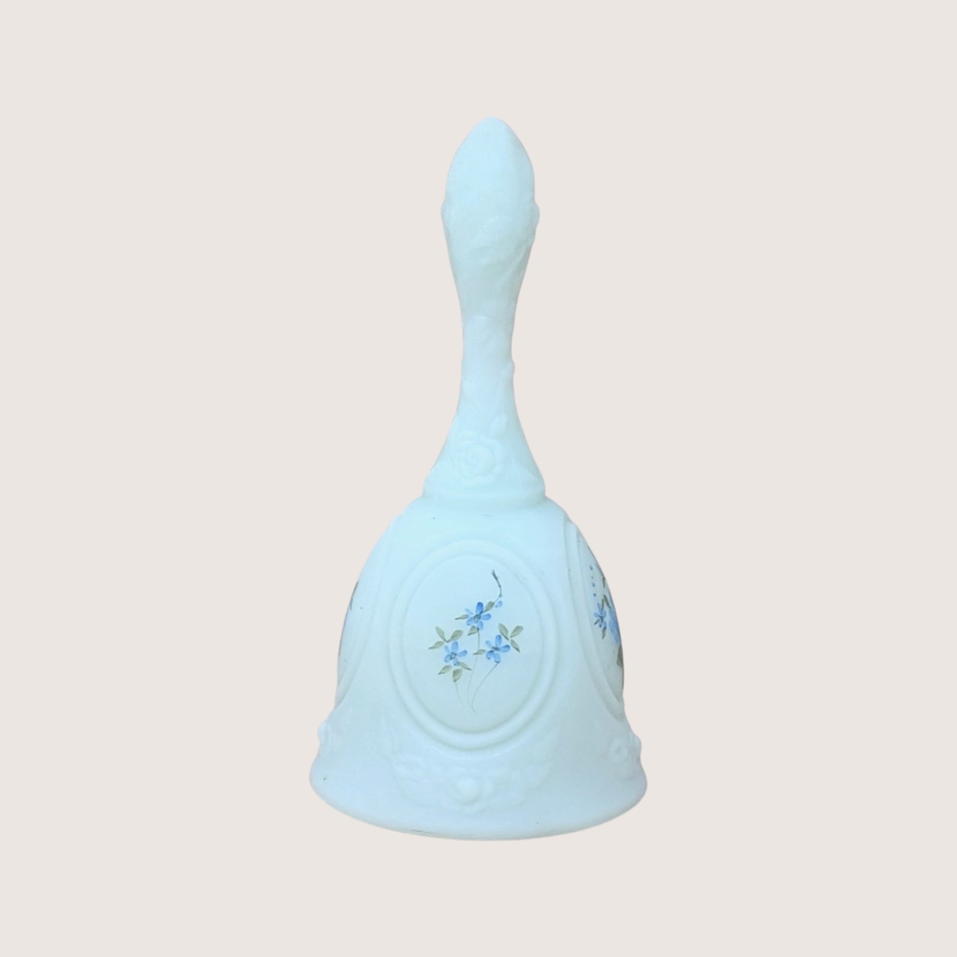 Vintage Fenton Hand Painted and Signed Blue Glass Bell