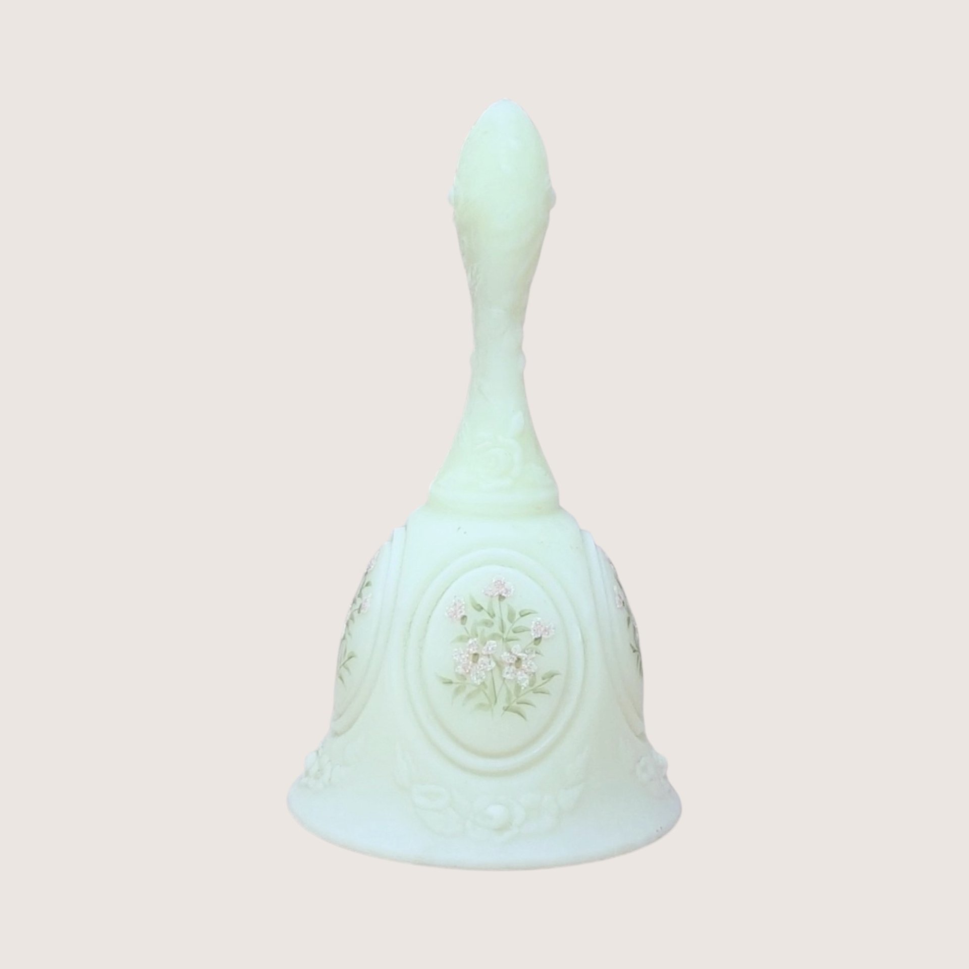 Vintage Fenton Custard Satin Hand Painted Bell