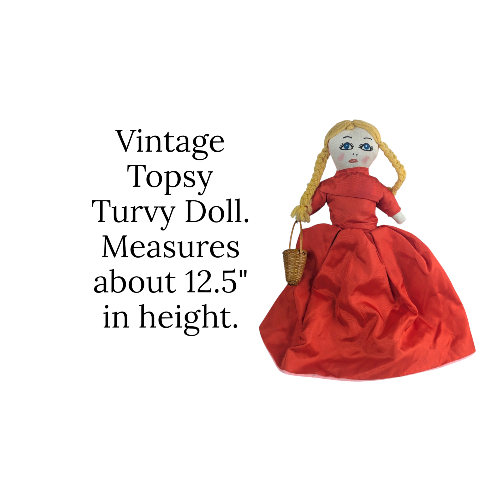 Vintage 12.5" Reversible Topsy Turvy Doll, Little Red Riding Hood