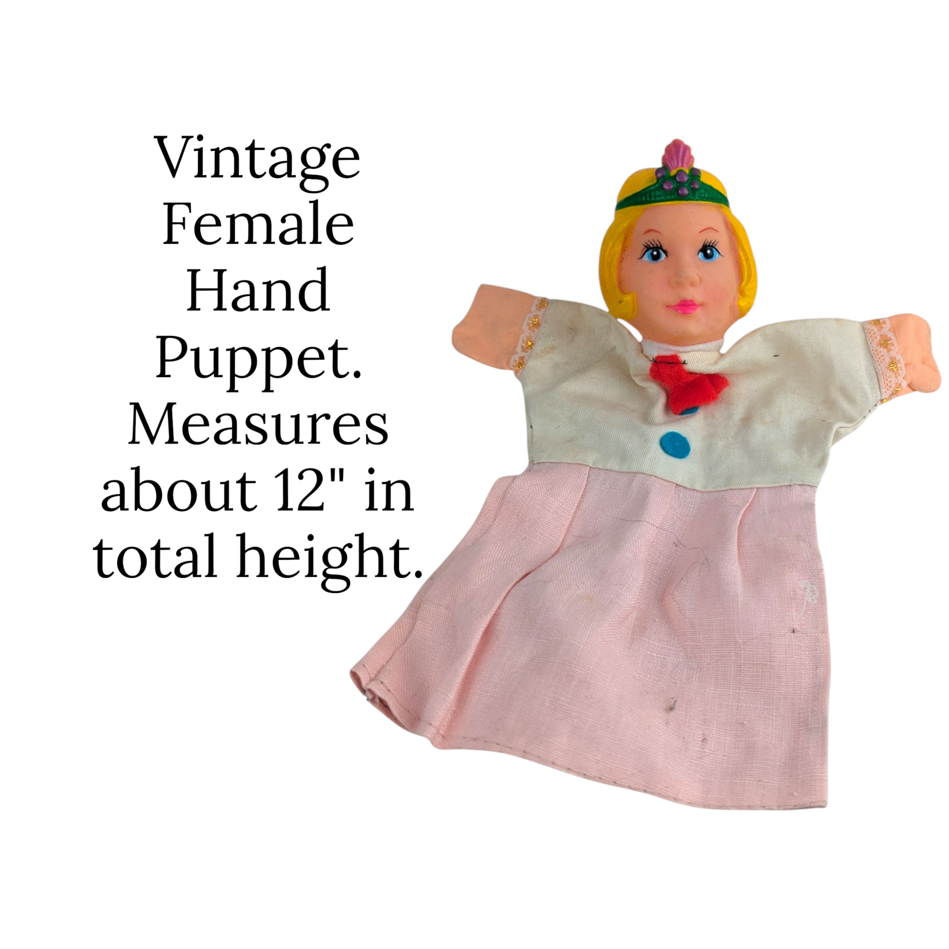 Vintage 12" Female Character Rubber Head Hand Puppet