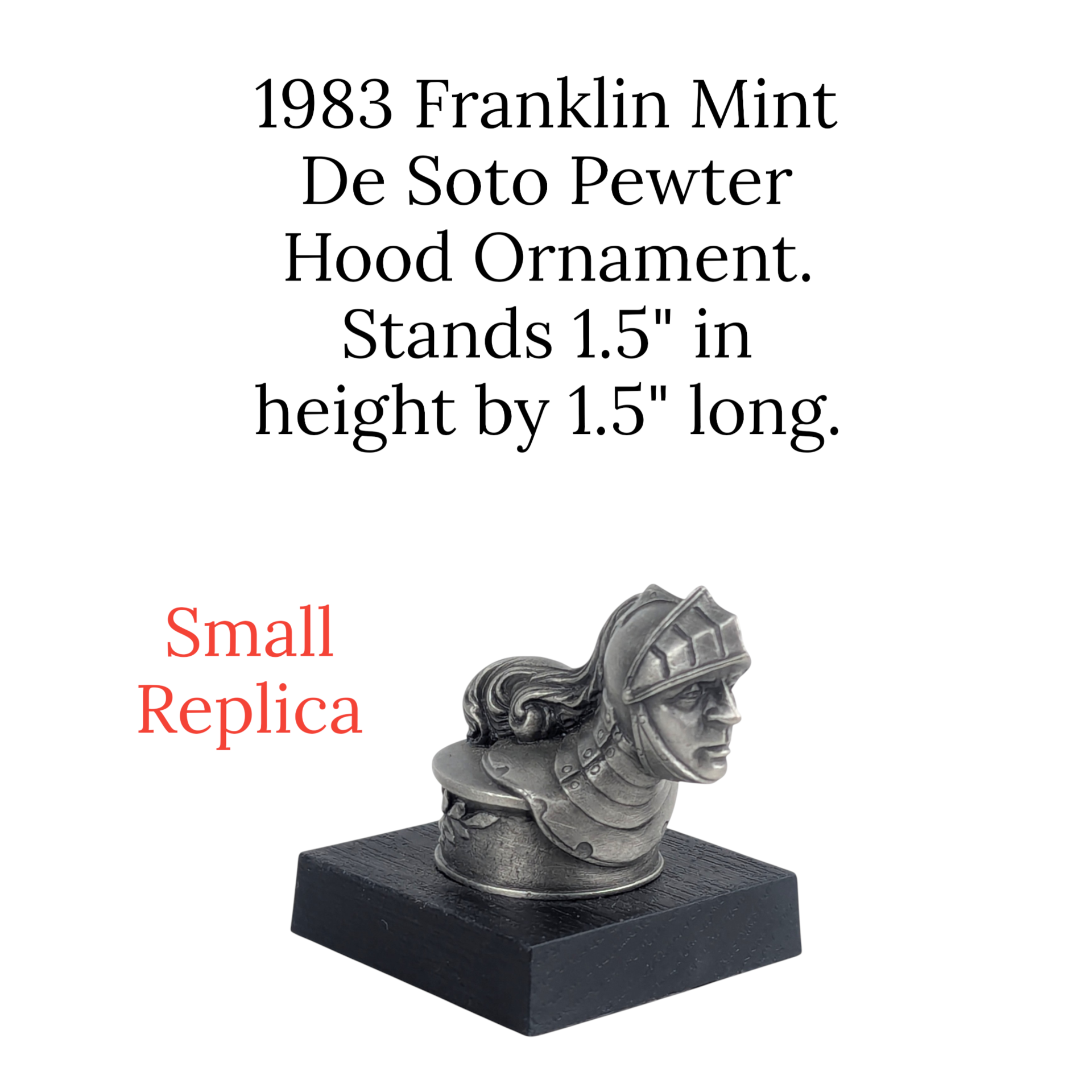 Vintage 1983 Franklin Mint De Soto Pewter Hood Ornament Replica