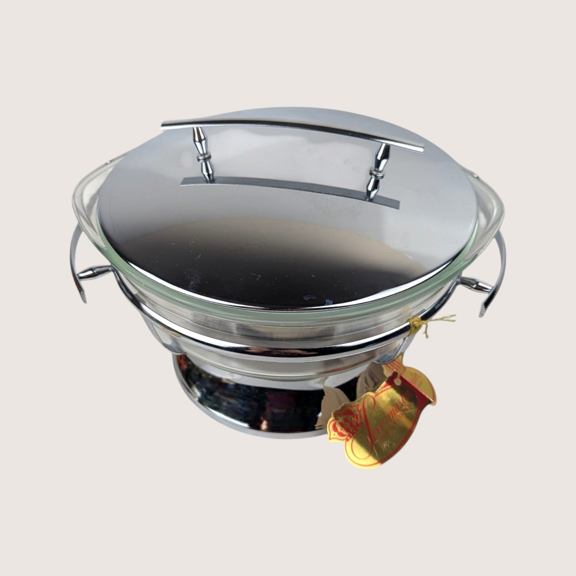 1970s Serv Master 2 Quart Covered Casserole Chafing Dish Warmer Set