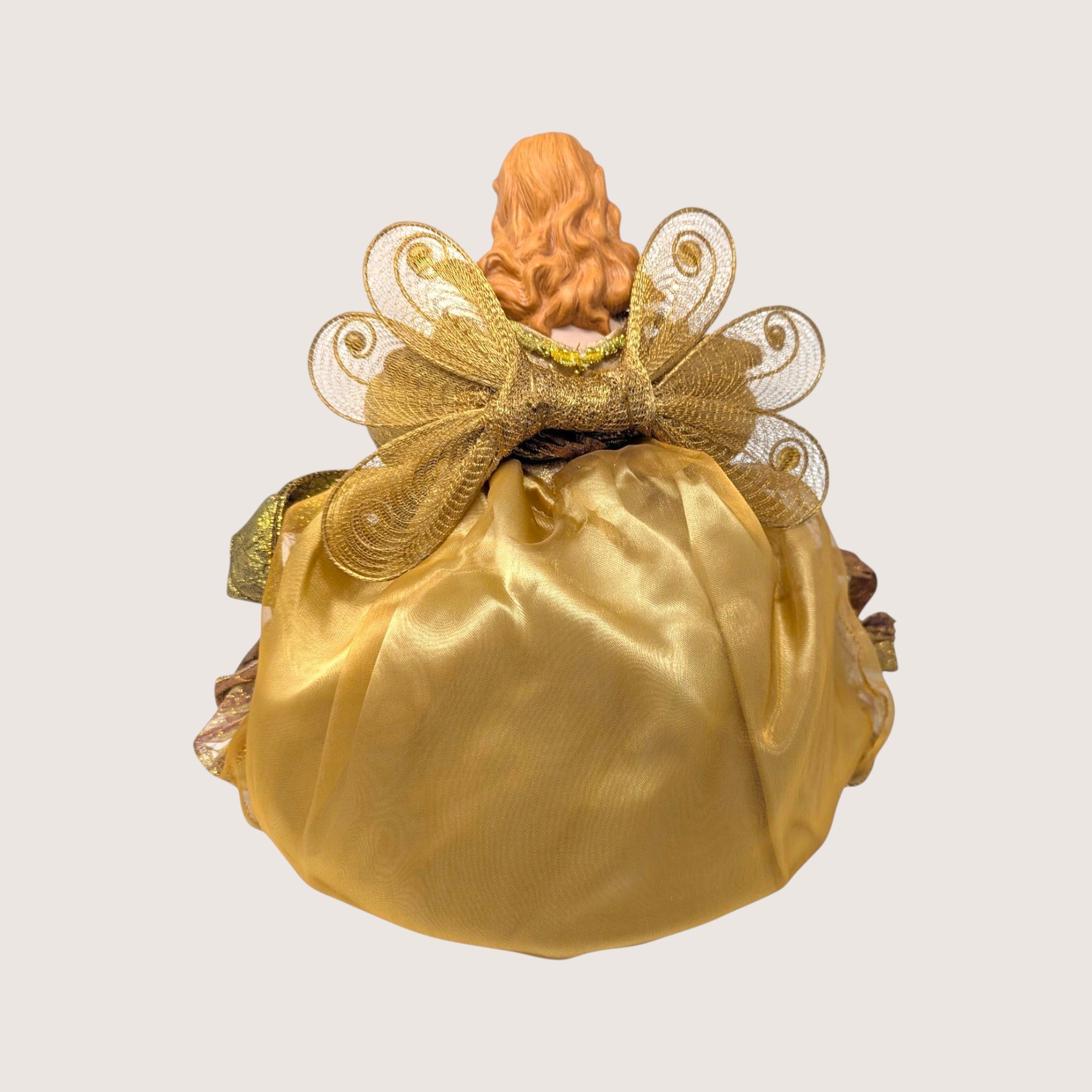 1990s JCPenney Gold Standing Angel Christmas Tree Topper In Box